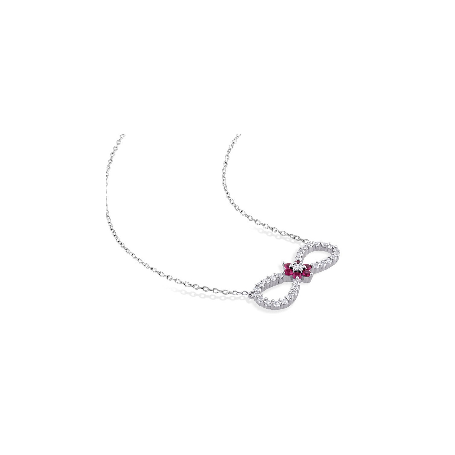 1.20 Carat Lab-Created Ruby and White Sapphire Infinity Pendant in Sterling Silver with Chain