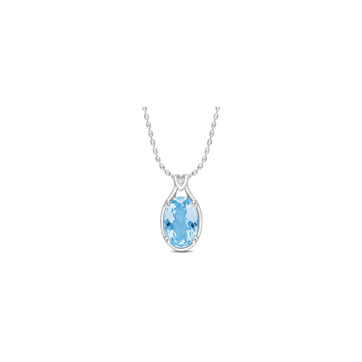 13.50 Carat Blue Topaz Solitaire Oval Pendant Necklace in Sterling Silver with Chain