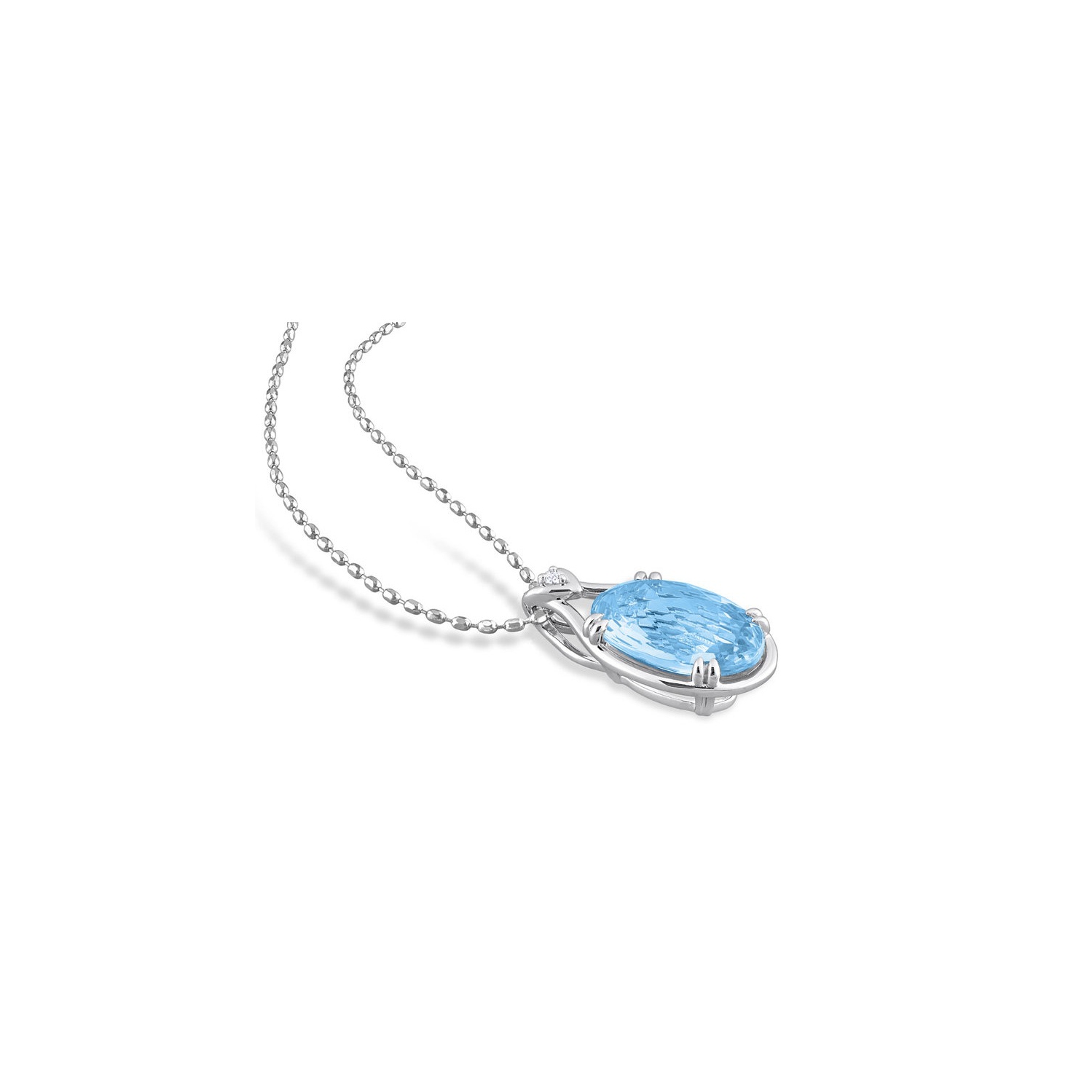 13.50 Carat Blue Topaz Solitaire Oval Pendant Necklace in Sterling Silver with Chain