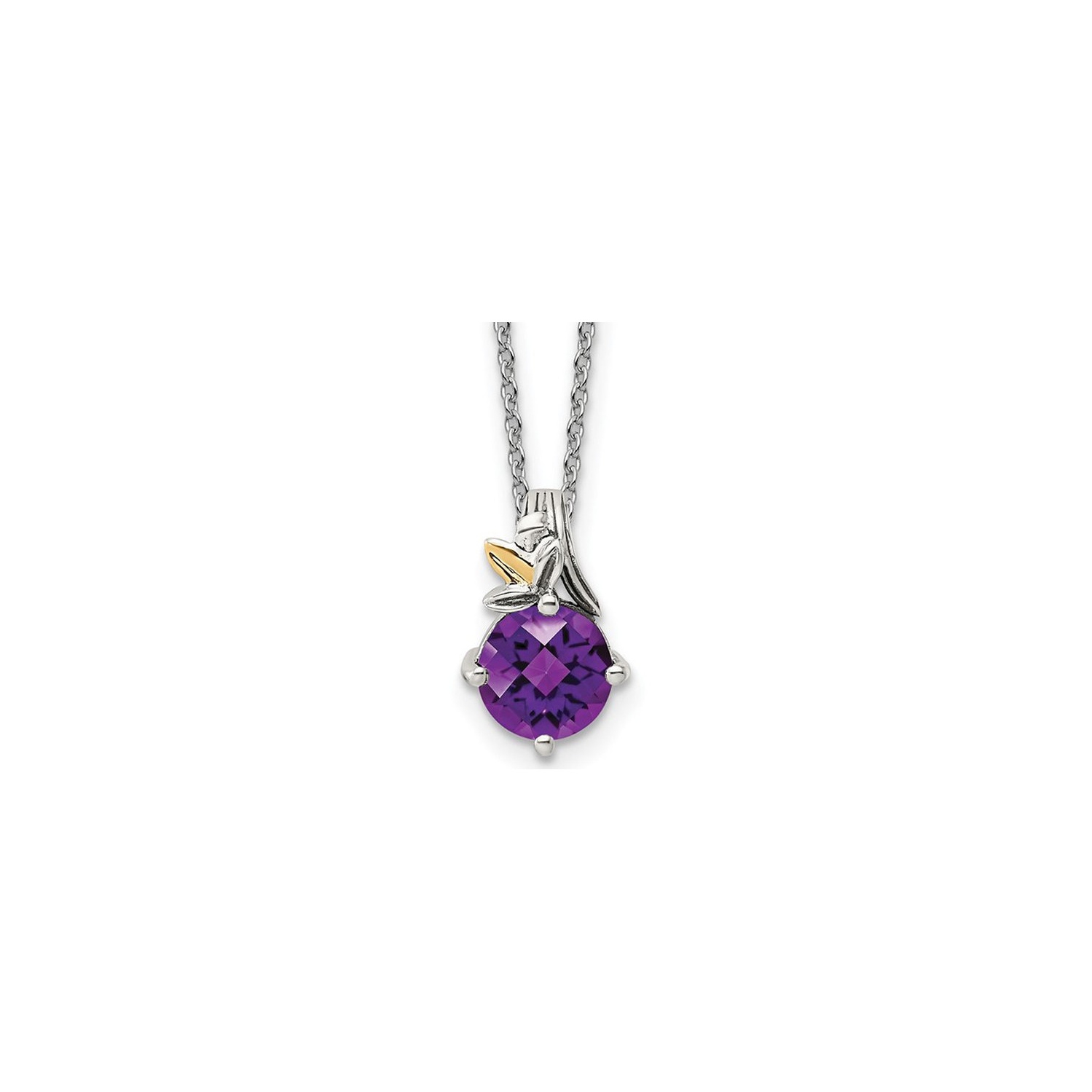 1.70 Carat Amethyst Solitaire Drop Pendant Necklace in Sterling Silver with Chain
