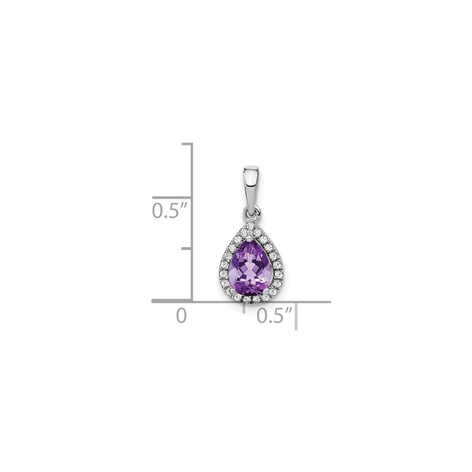 3/4 Carat Amethyst Drop Pendant Necklace in 14K White Gold with Chain