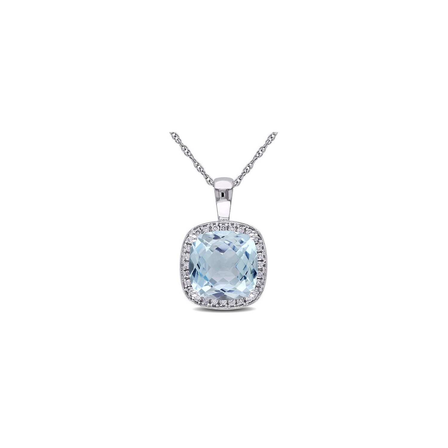 4.25 Carat Sky Blue Topaz Pendant Necklace in 10K White Gold with Chain
