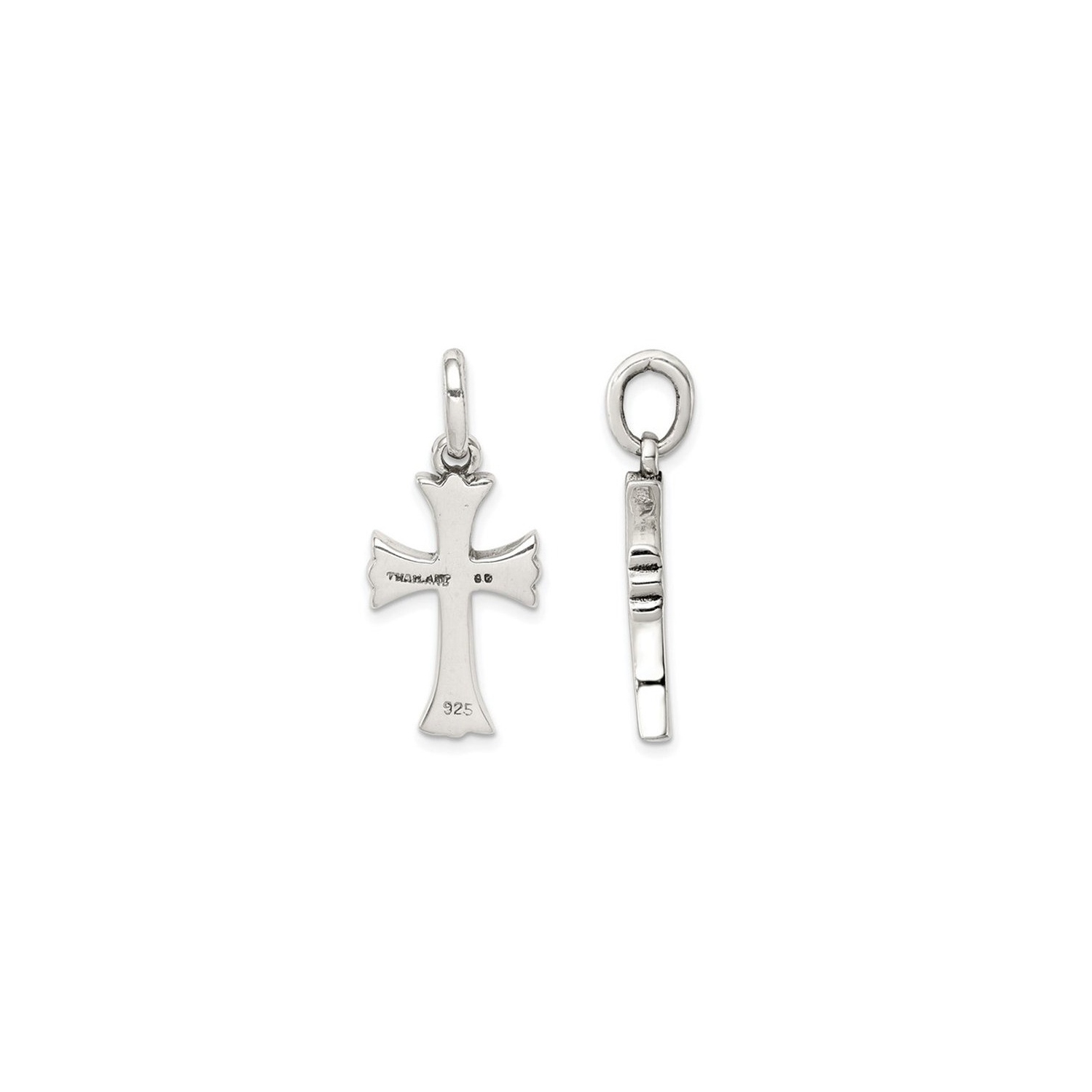 Sterling Silver Antiqued Cross Pendant Necklace with Chain