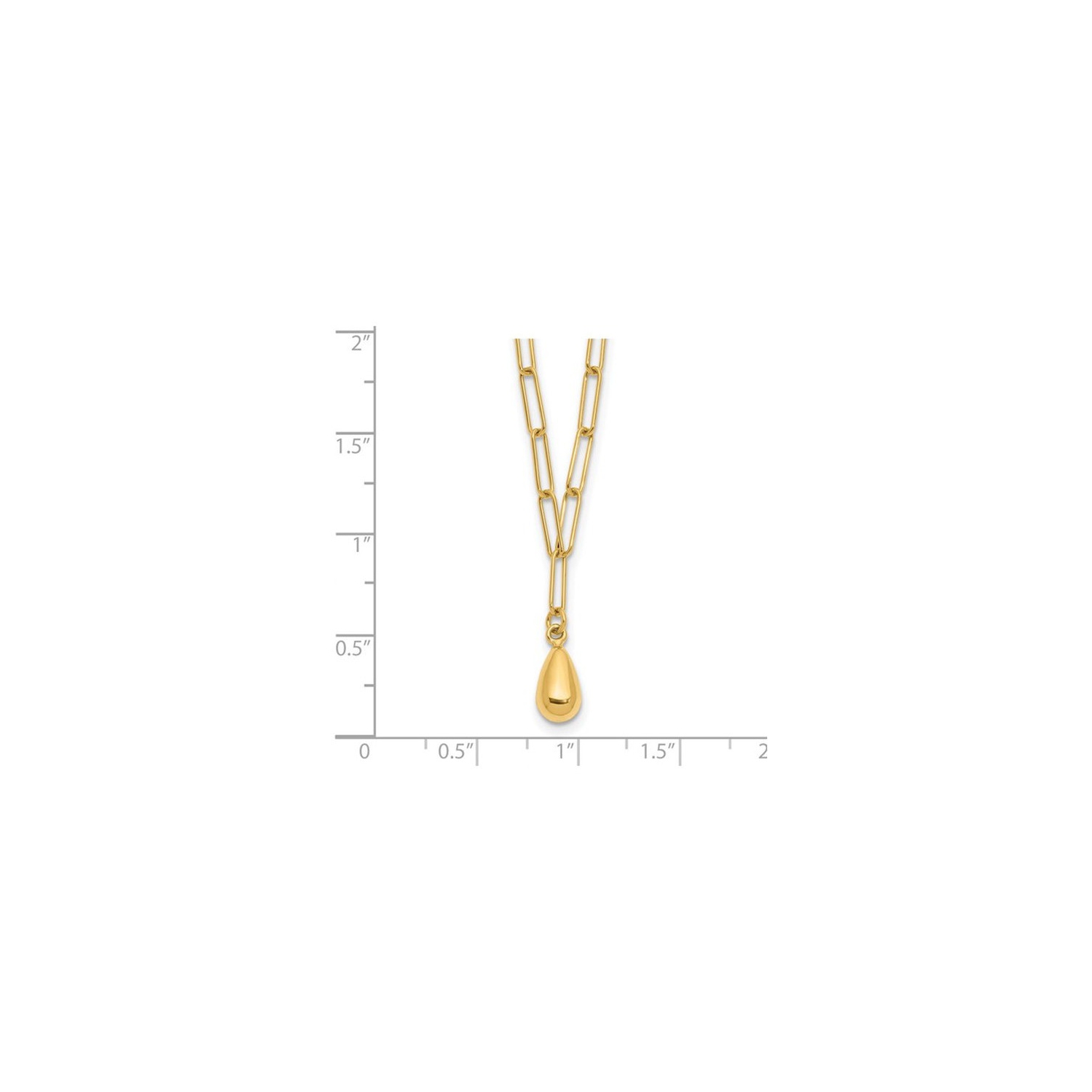 14K Yellow Gold Teardrop Paperclip Link Necklace