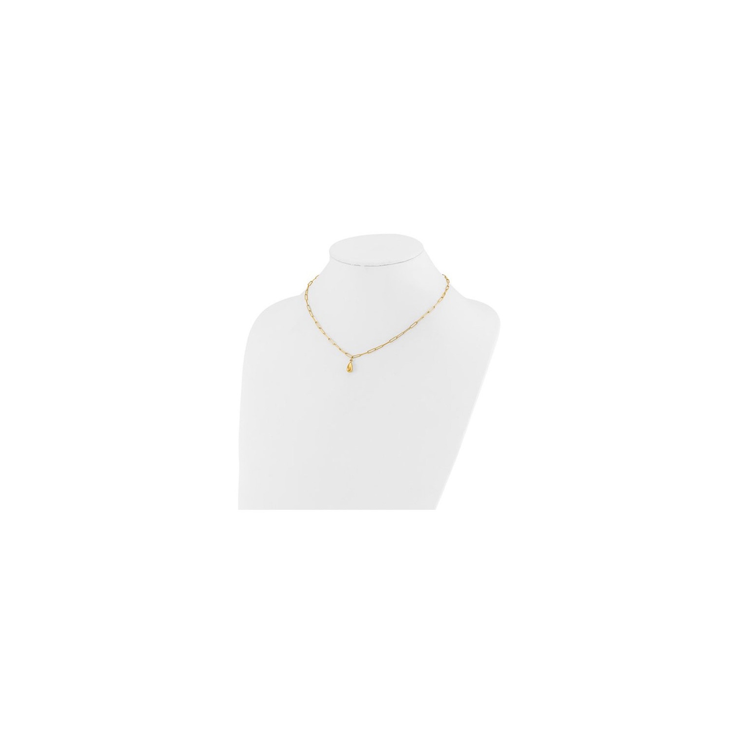 14K Yellow Gold Teardrop Paperclip Link Necklace