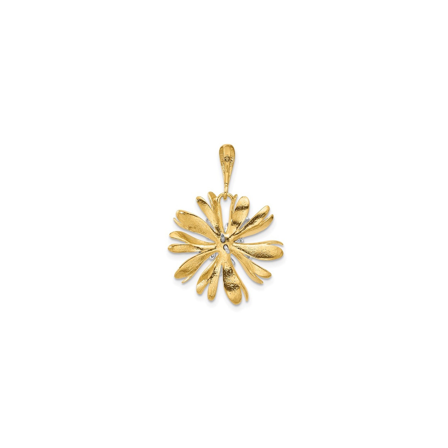 Collier à pendentif en forme de fleur en or jaune et blanc 14K ct avec chaîne