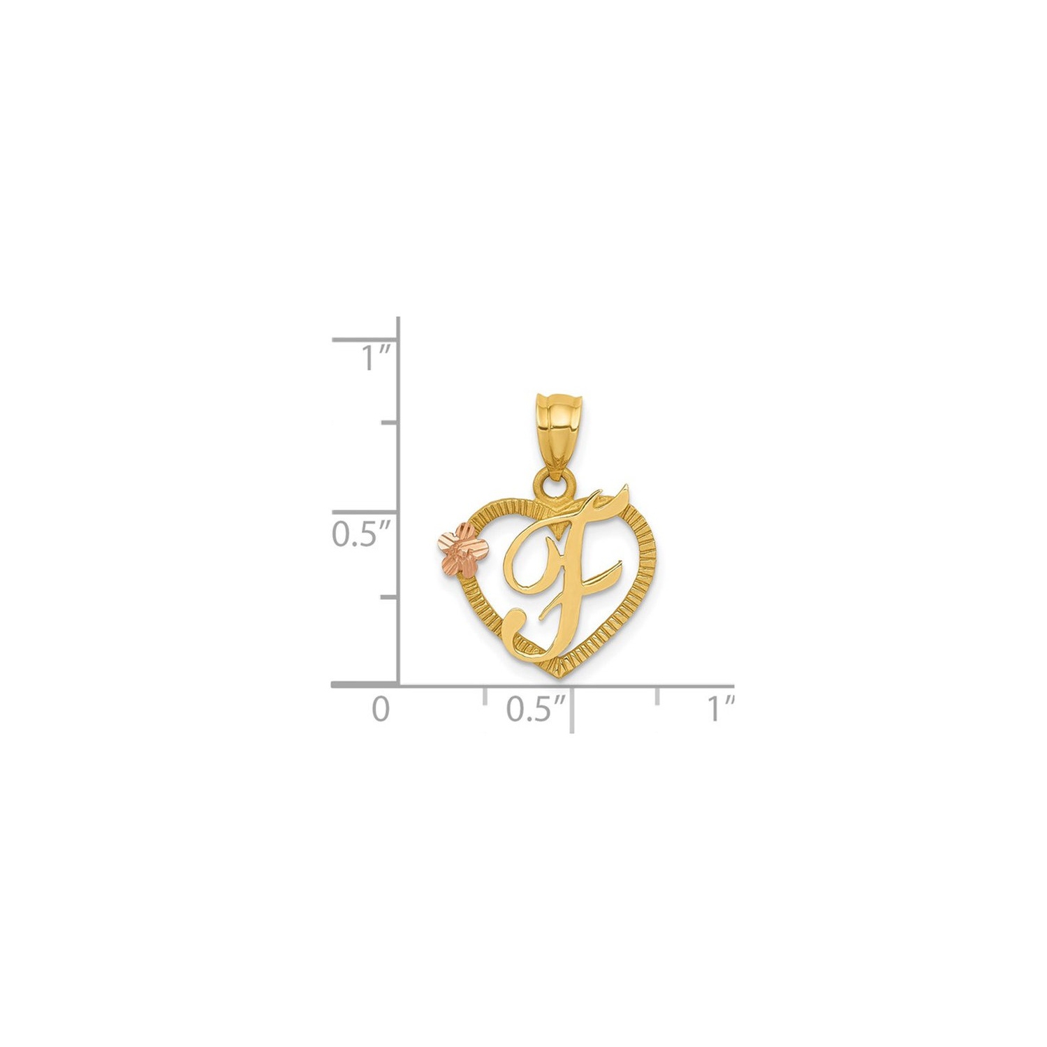 Breloque collier à pendentif en forme de coeur avec chaîne, initiale en or jaune 14K ct