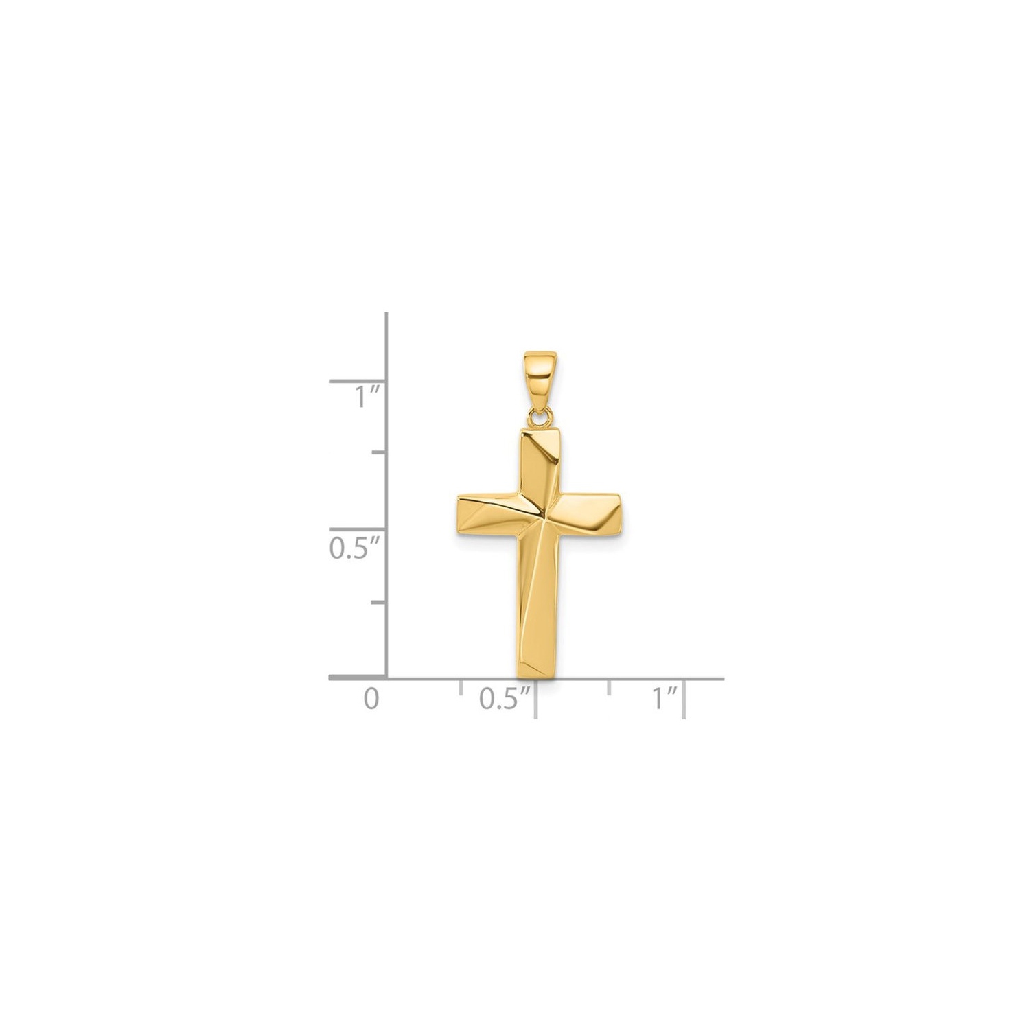 14K Yellow Gold Polished Cross Pendant Necklace with Chain