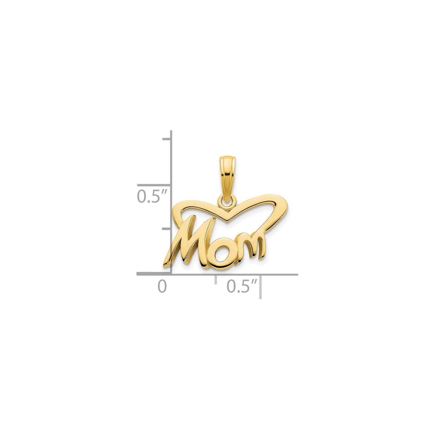 MOM Heart Pendant Necklace in 14K Yellow Gold with Chain