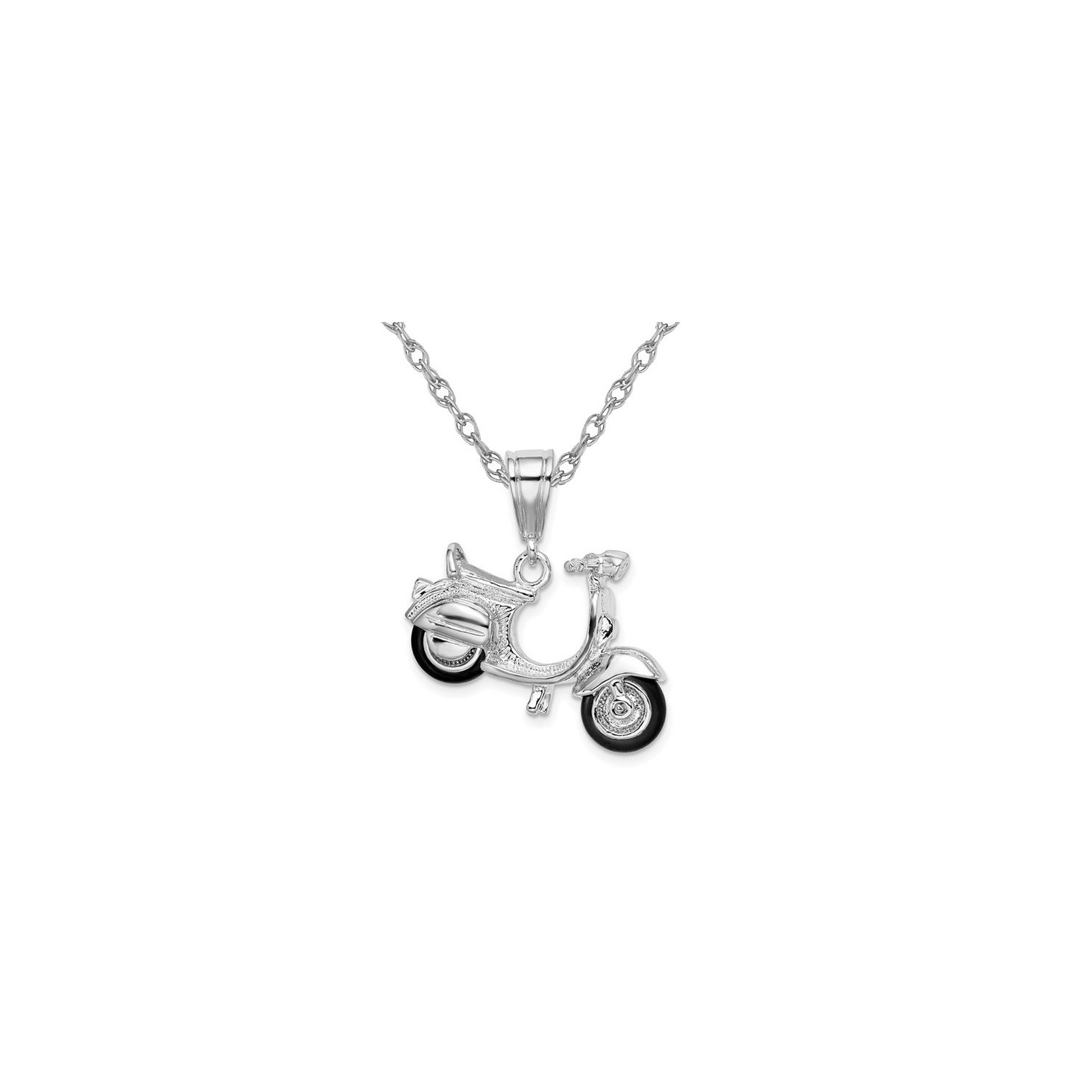 Sterling Silver Vespa Scooter Charm Pendant Necklace with Chain