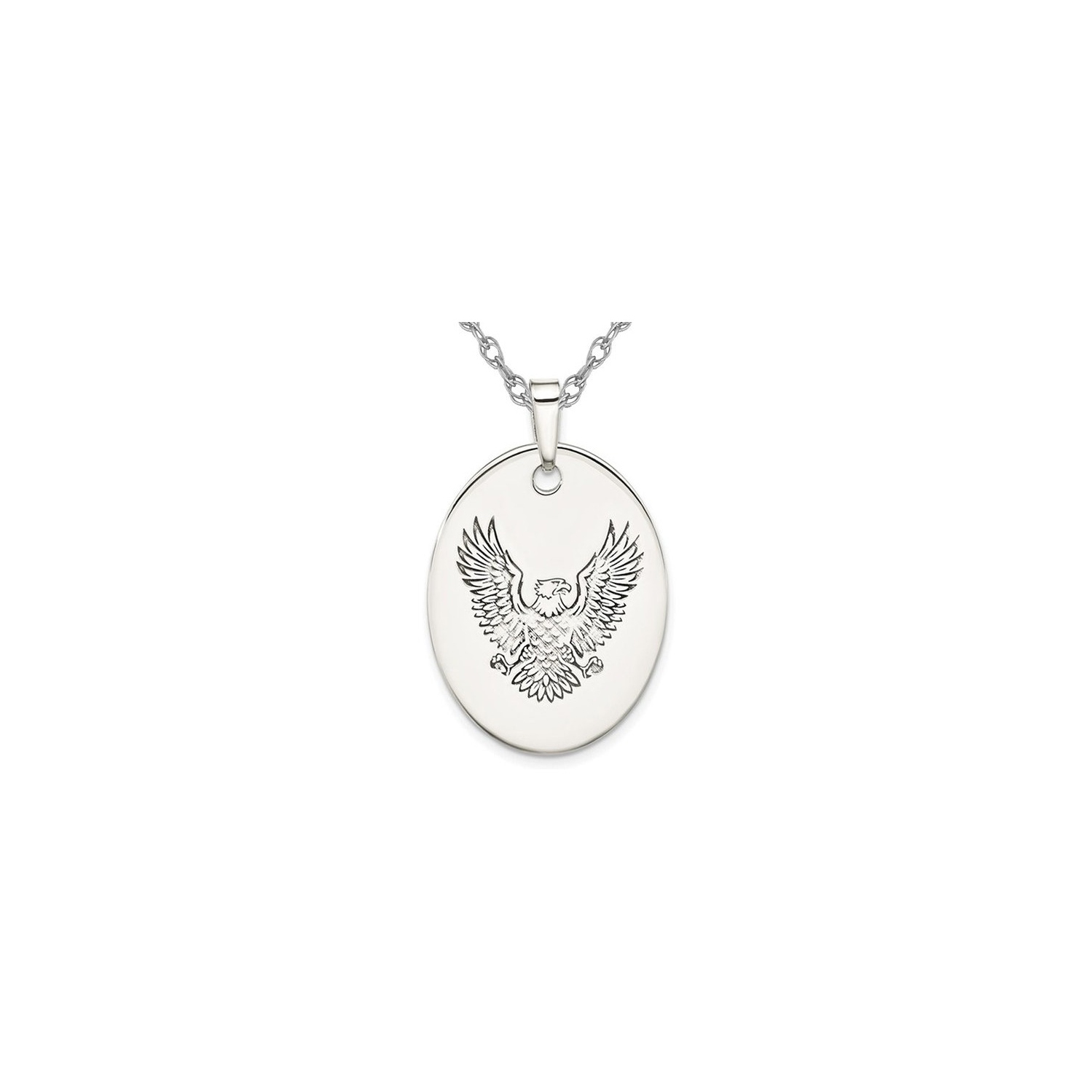 Sterling Silver Oval Eagle Pendant Necklace with Chain