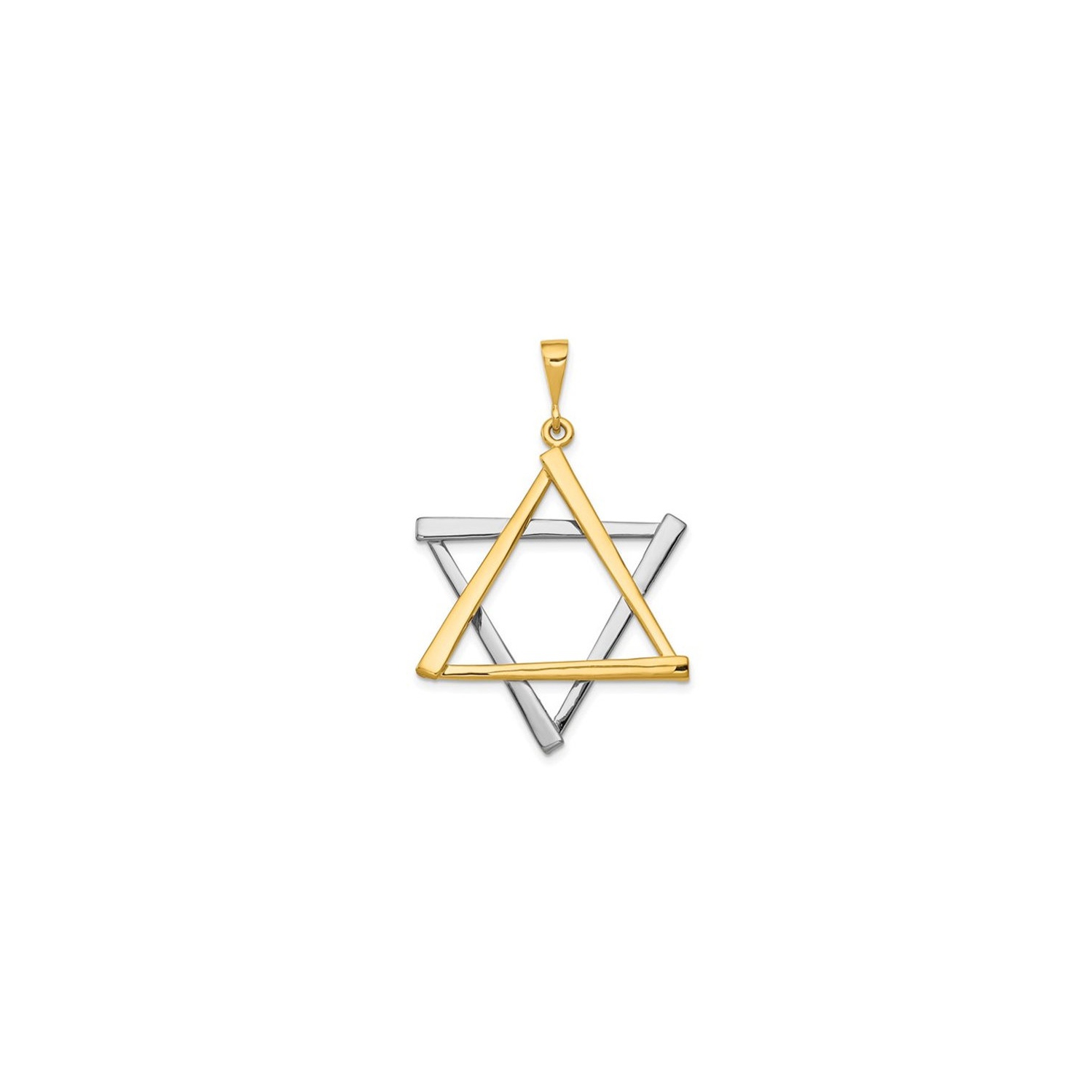 Large 14K Two-Tone Yellow and White Gold Star Of David Pendant Necklace