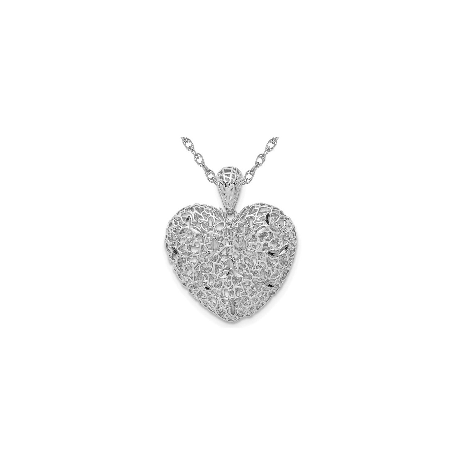 Sterling Silver Heart Pattern Pendant Necklace with Chain