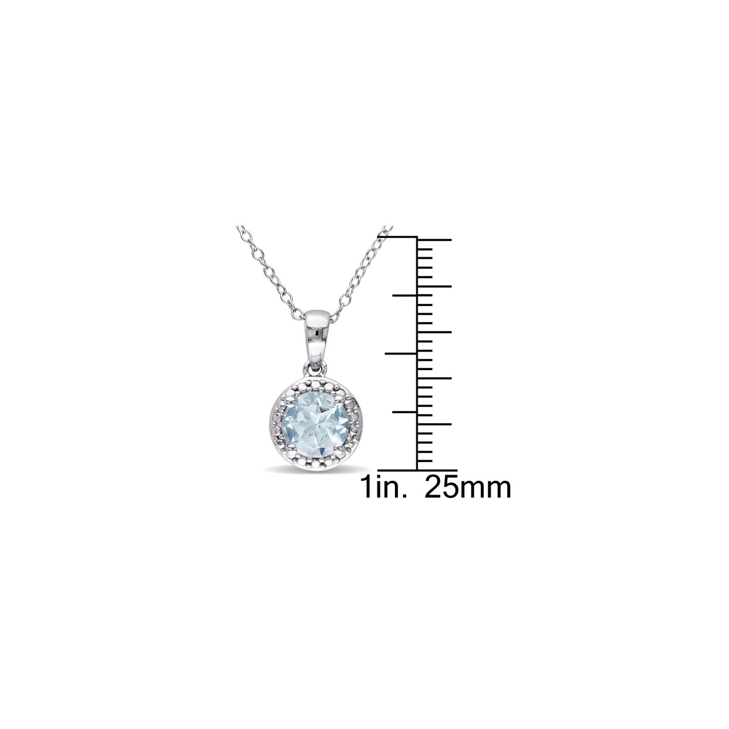 1.15 Carat Aquamarine Halo Pendant Necklace in Sterling Silver with Chain