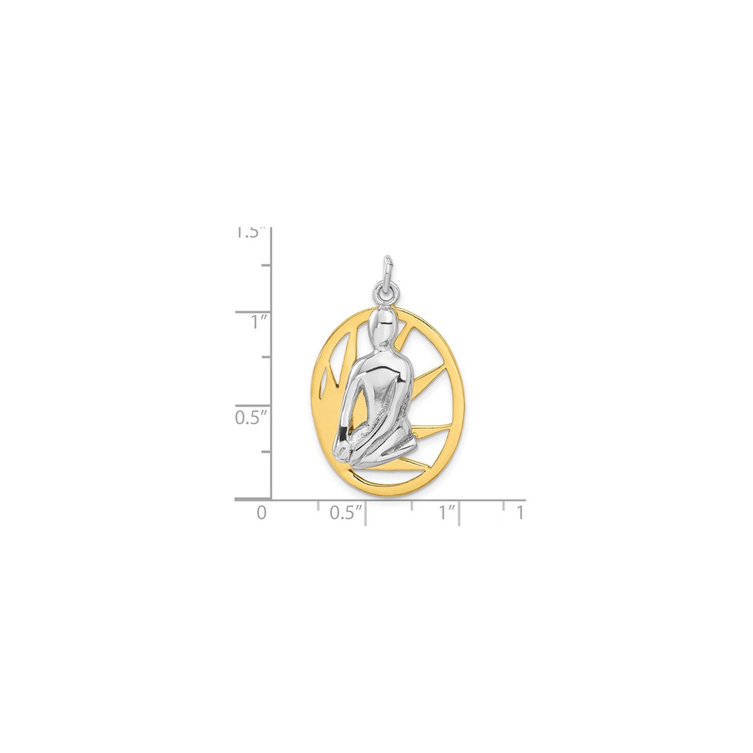 Sterling Silver with Yellow Plating Textured Yoga Charm Pendant Necklace with Chain