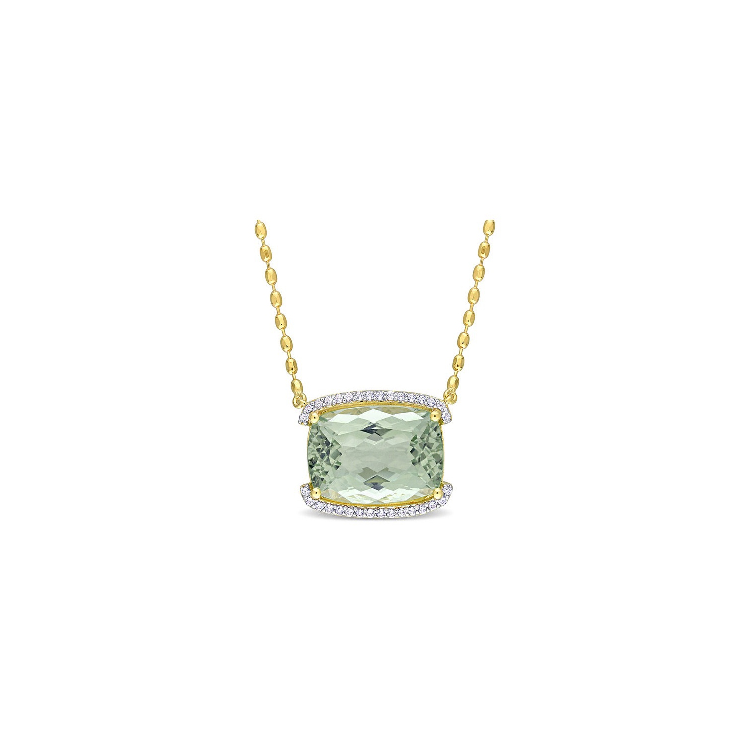 16.60 Carat Green Quartz Pendant Necklace in Yellow Plated Sterling Silver with Chain