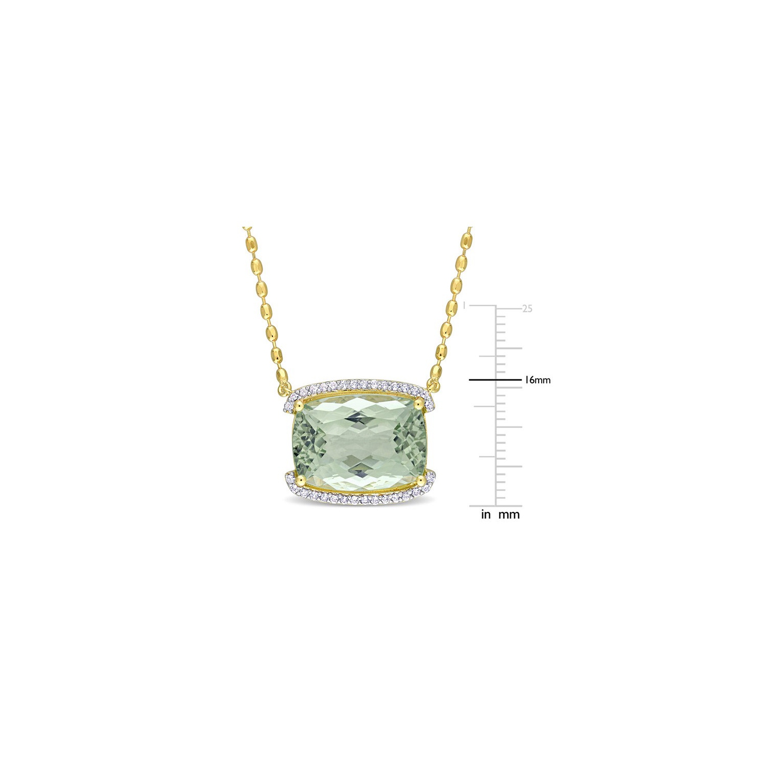 16.60 Carat Green Quartz Pendant Necklace in Yellow Plated Sterling Silver with Chain