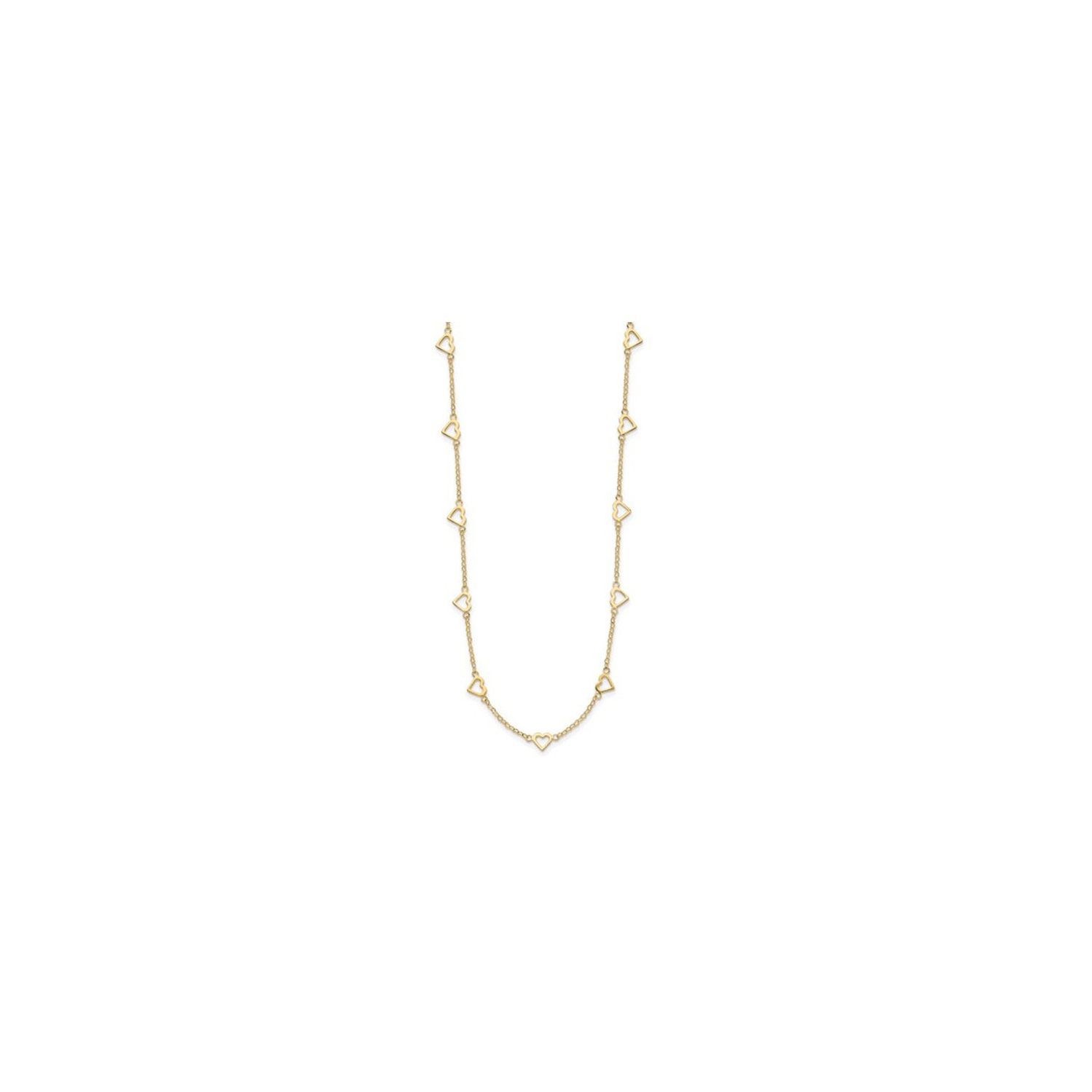 14K Yellow Gold with Open Hearts Necklace