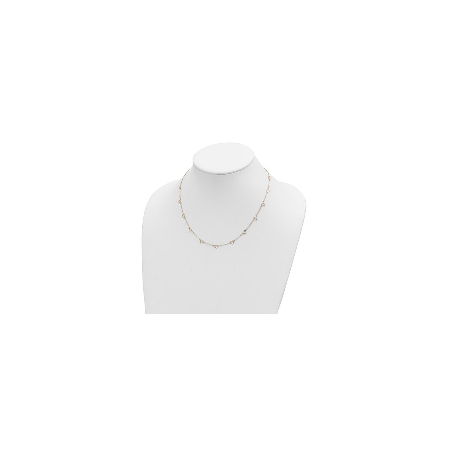 14K Yellow Gold with Open Hearts Necklace