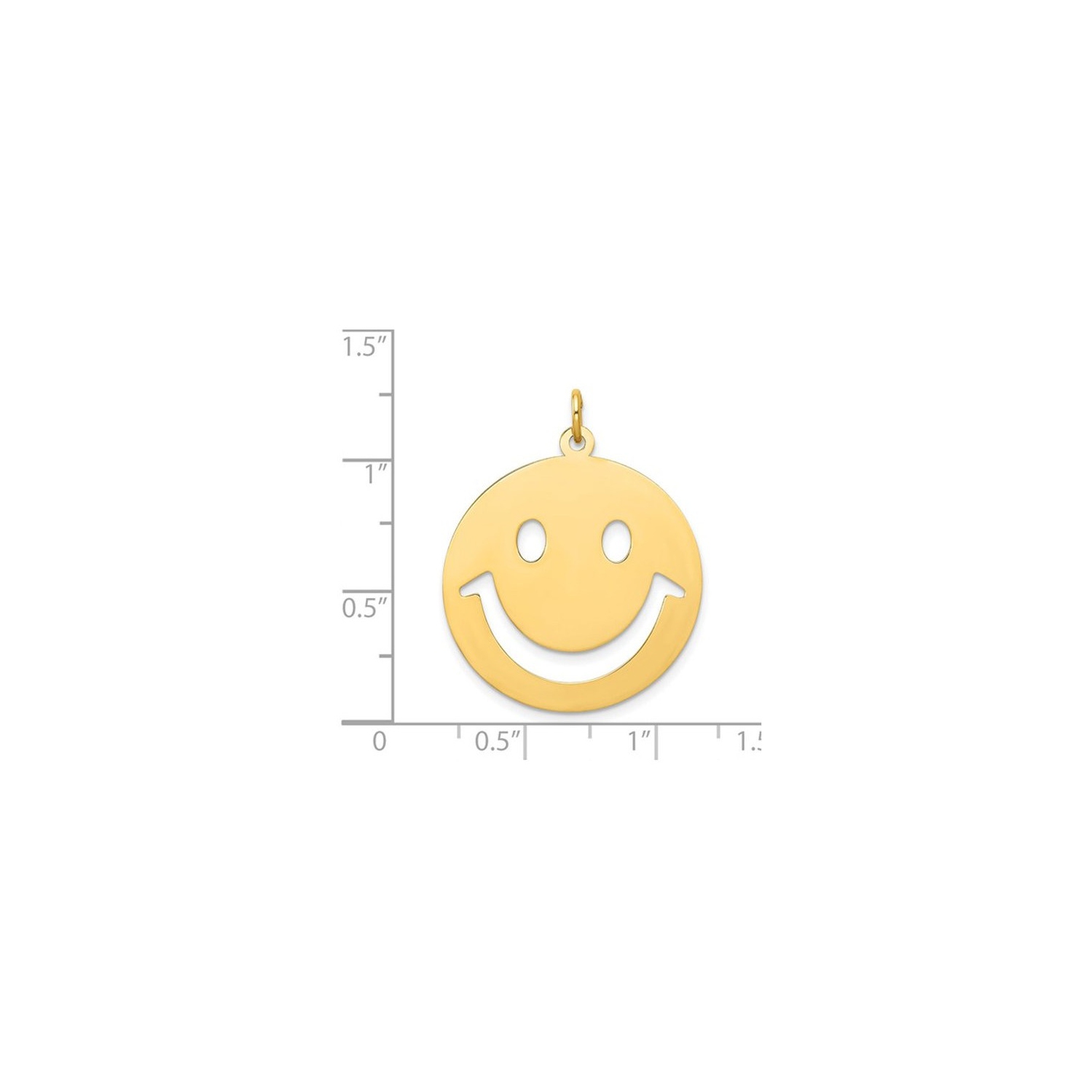 14K Yellow Gold Smiley Face Charm Pendant Necklace with Chain