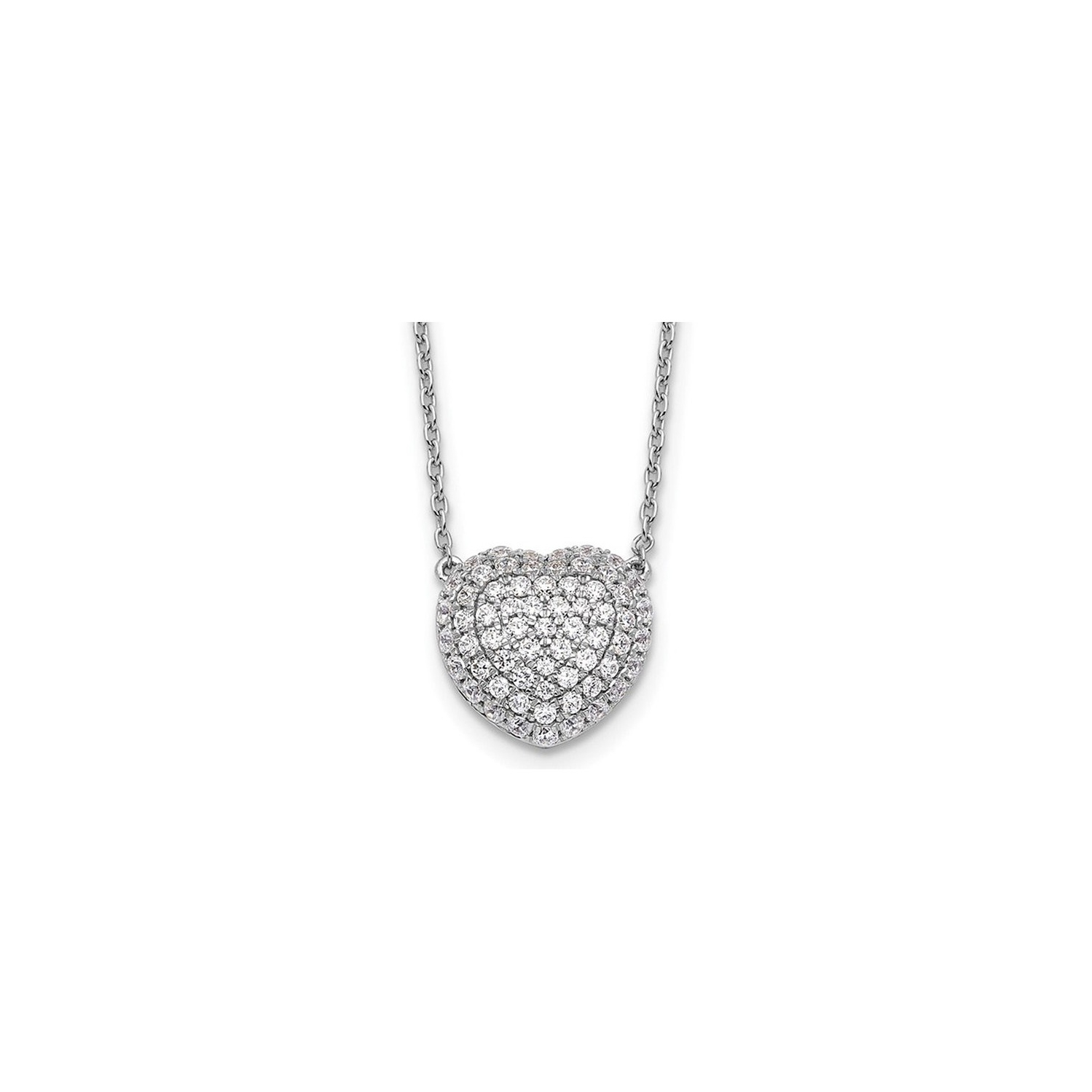 3/4 Carat Lab-Grown Diamond Cluster Heart Pendant Necklace in 14K White Gold with Chain