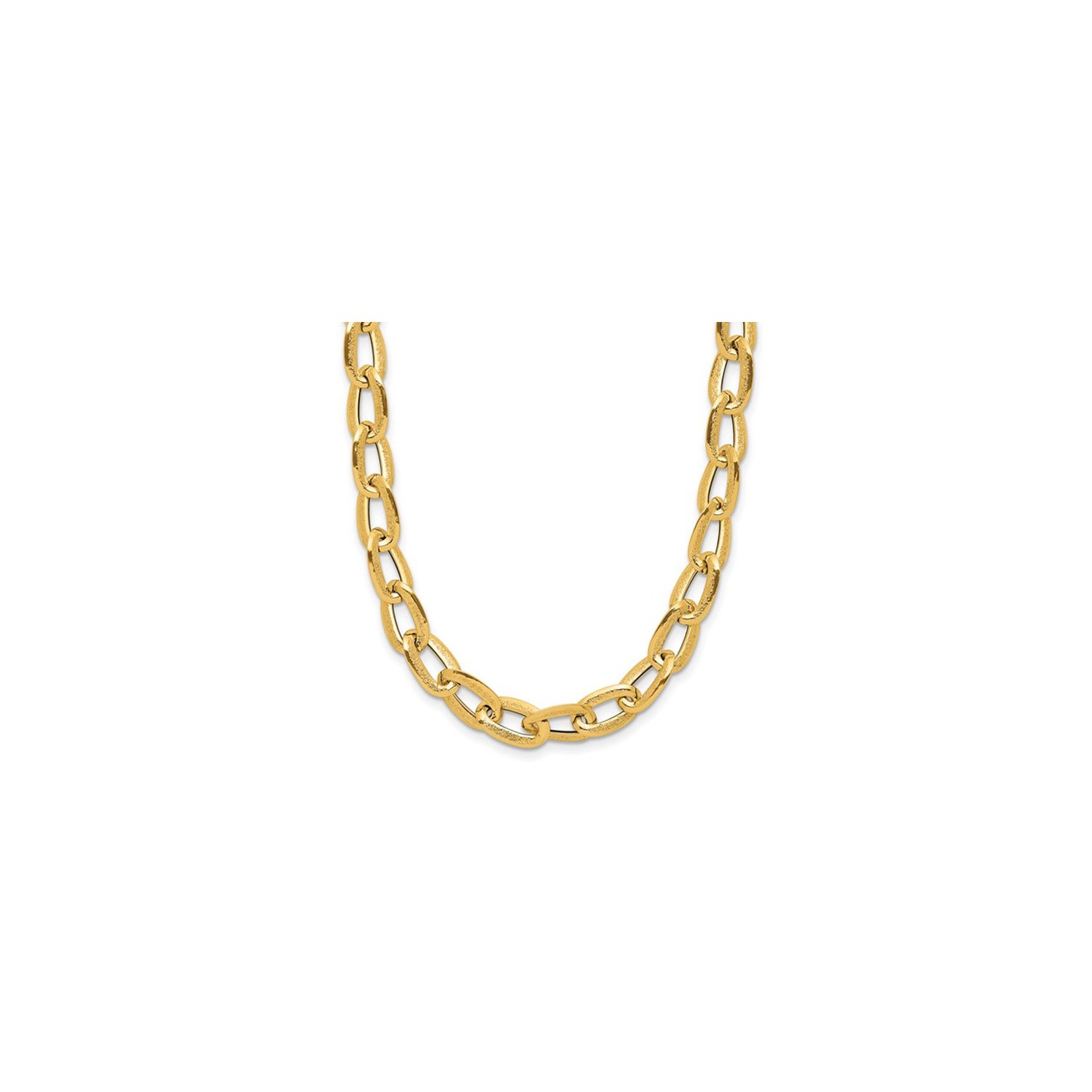 14K Yellow Gold Polished Satin Link Necklace