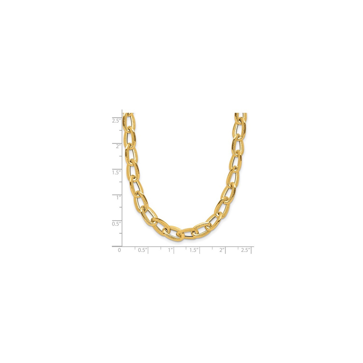 14K Yellow Gold Polished Satin Link Necklace