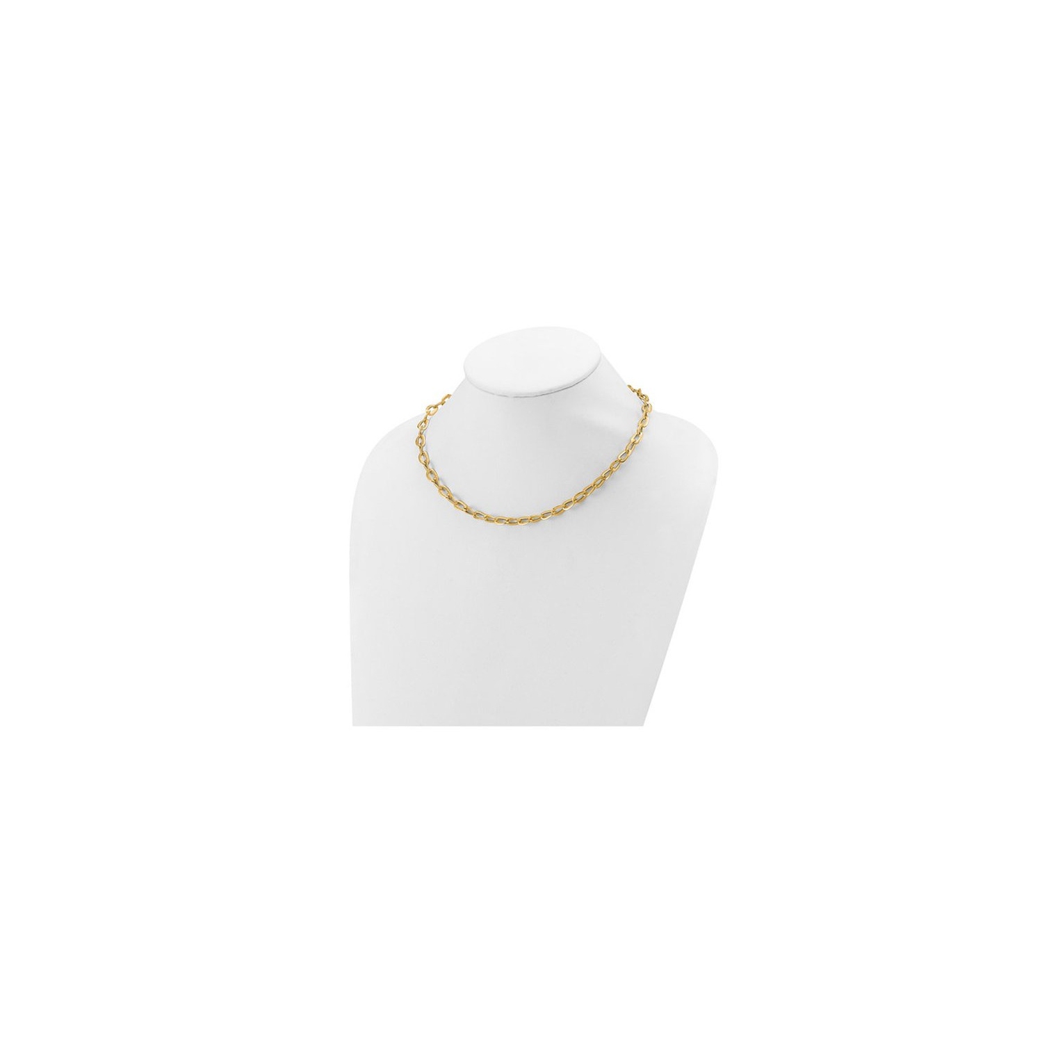 14K Yellow Gold Polished Satin Link Necklace