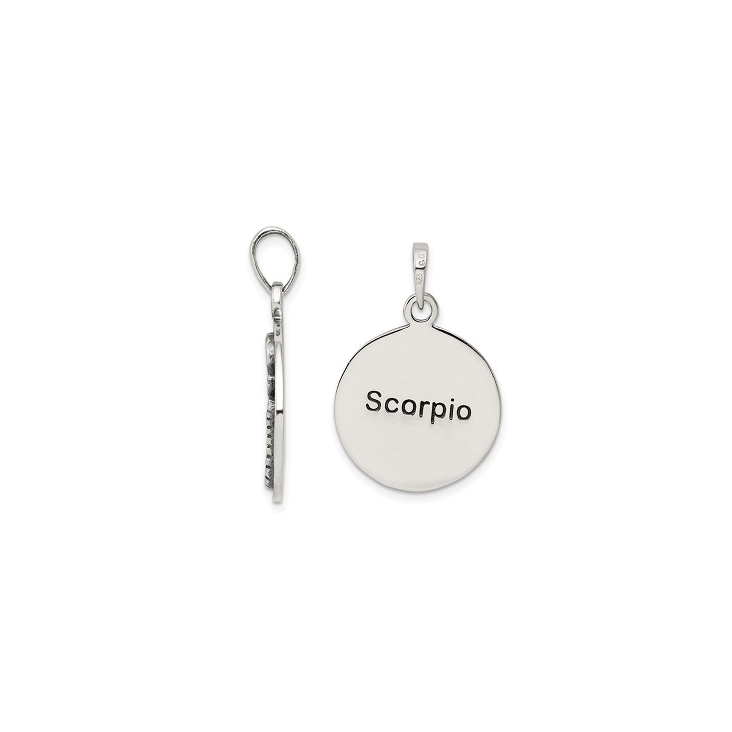 Sterling Silver SCORPIO Charm Zodiac Astrology Pendant Necklace with Chain