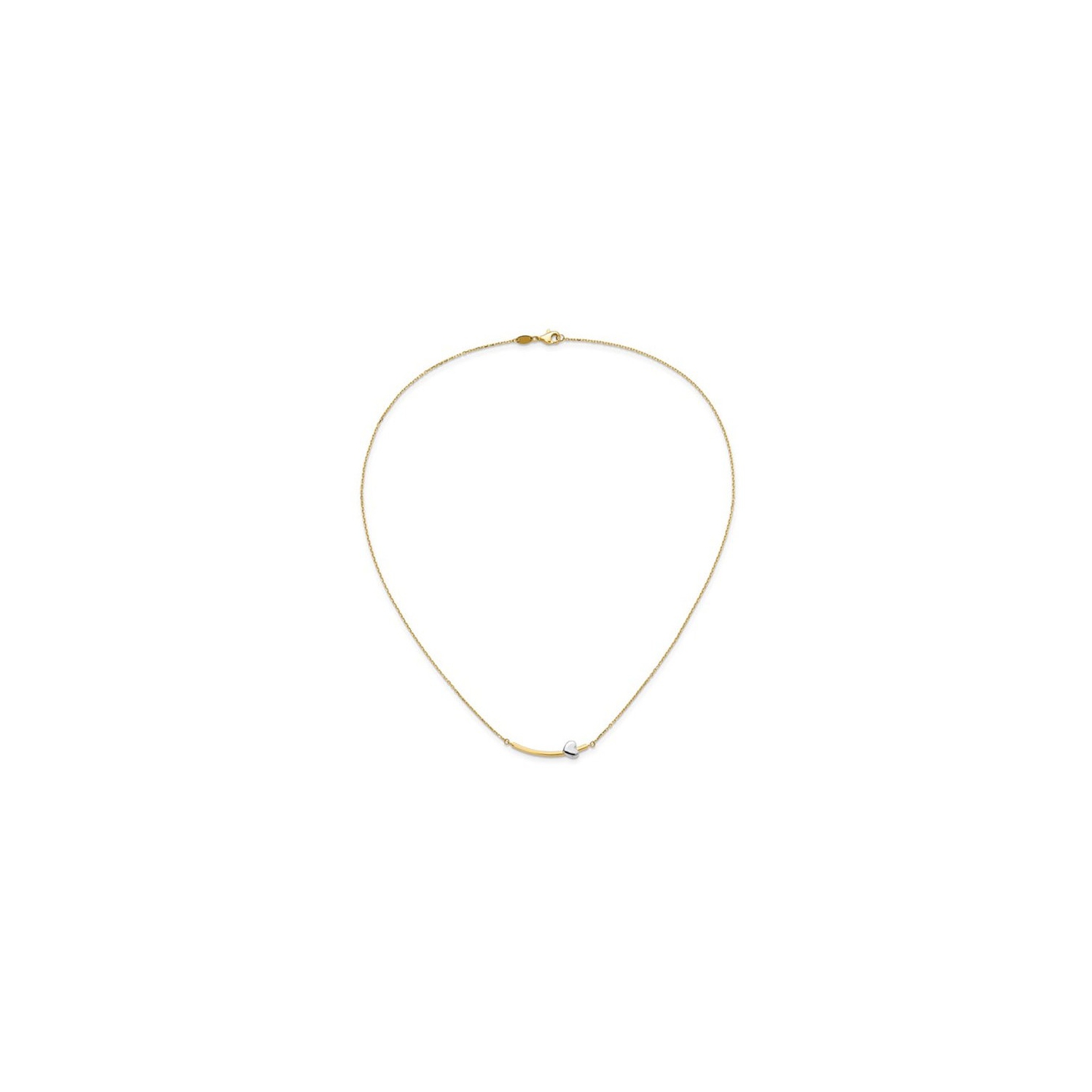 14K Yellow and White Gold Hearts Bar Necklace