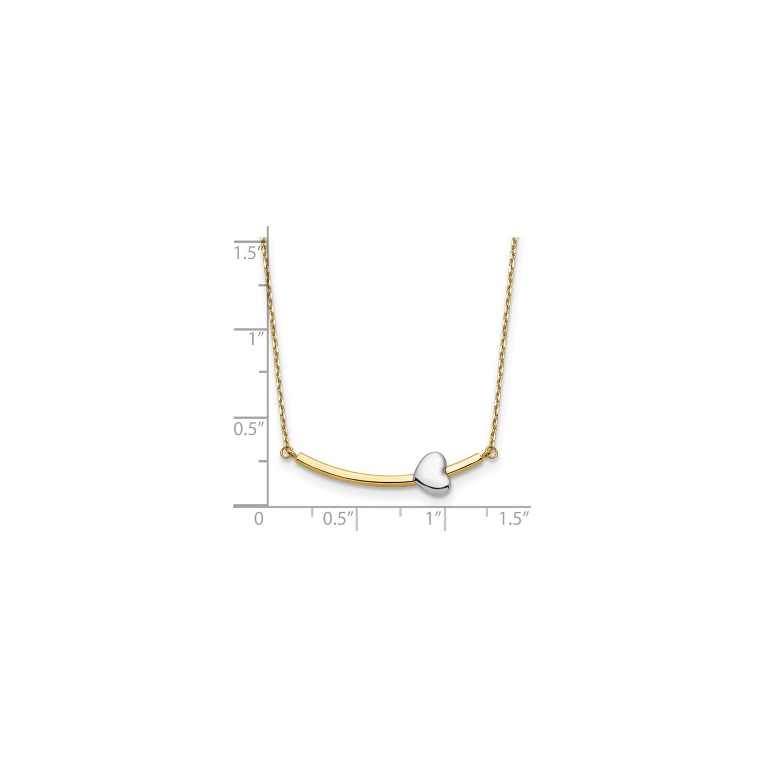 14K Yellow and White Gold Hearts Bar Necklace