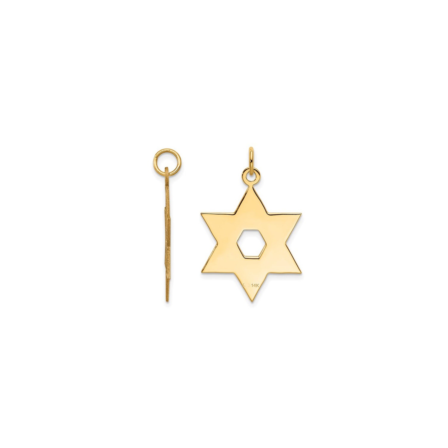 14K Yellow Gold Star of David Pendant Necklace