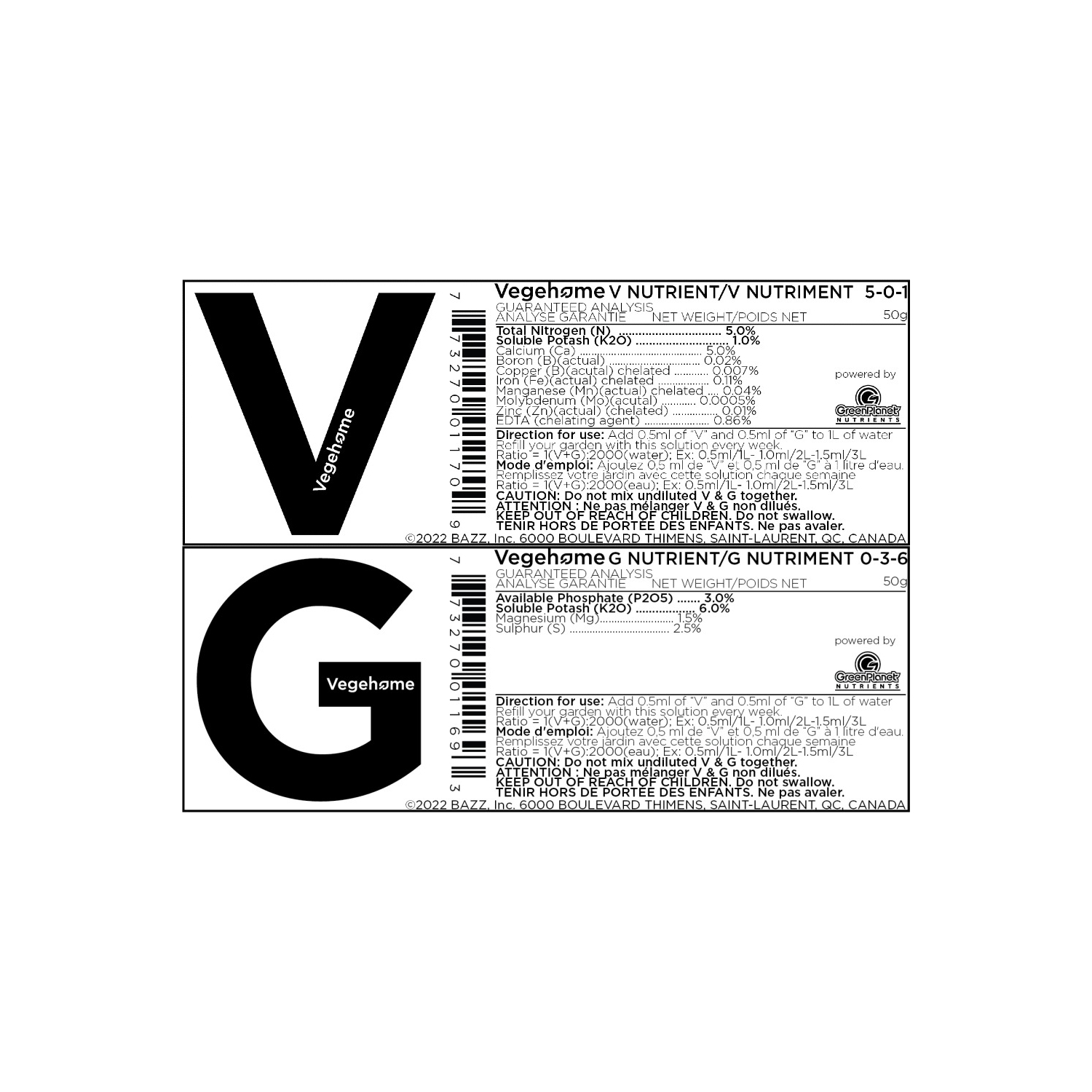 Vegehome éléments nutritifs Pack