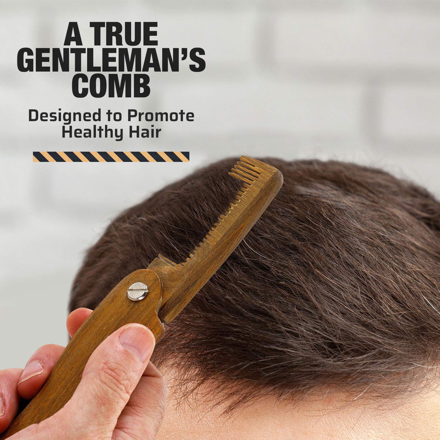 Peigne en bois pliable - bois de hêtre massif à 100 % - barbe à dents fines, moustache, peigne-brosse à cheveux pour hommes avec n'importe quel type