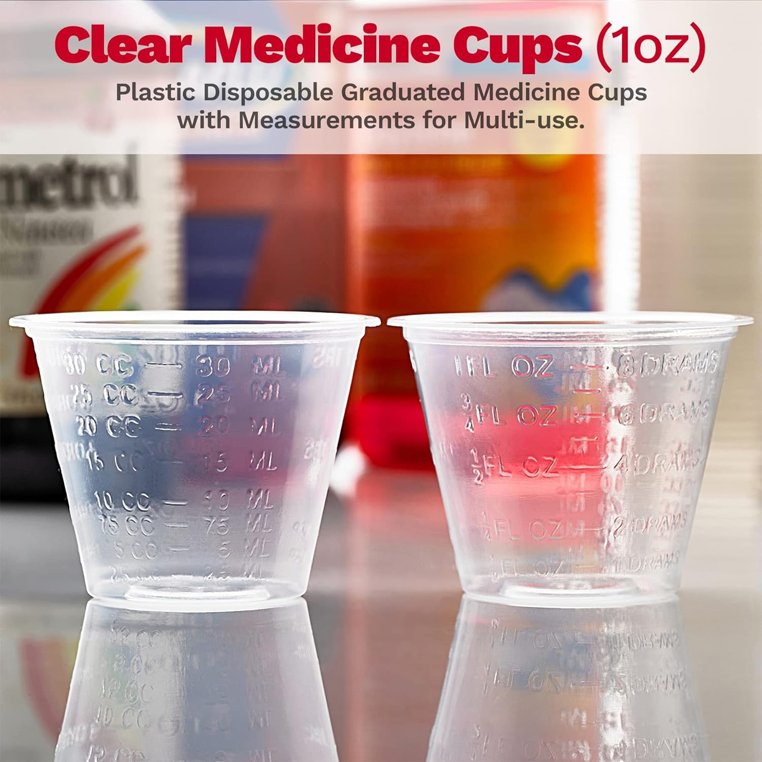 Gobelets de médecine transparents - Paquet de 500 - gobelets de médecine graduée jetables en plastique avec mesures pour les médicaments Arts &