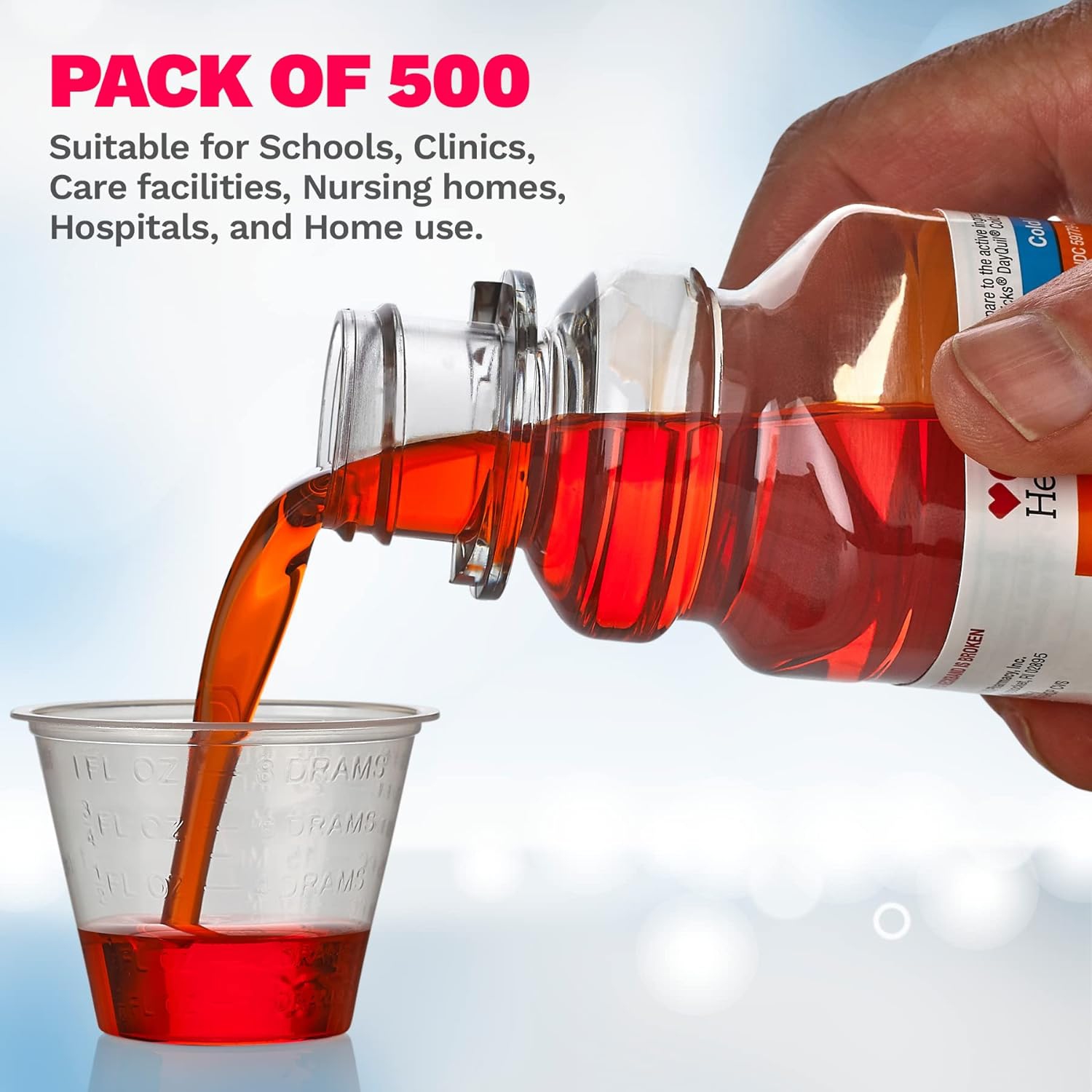 Gobelets de médecine transparents - Paquet de 500 - gobelets de médecine graduée jetables en plastique avec mesures pour les médicaments Arts &
