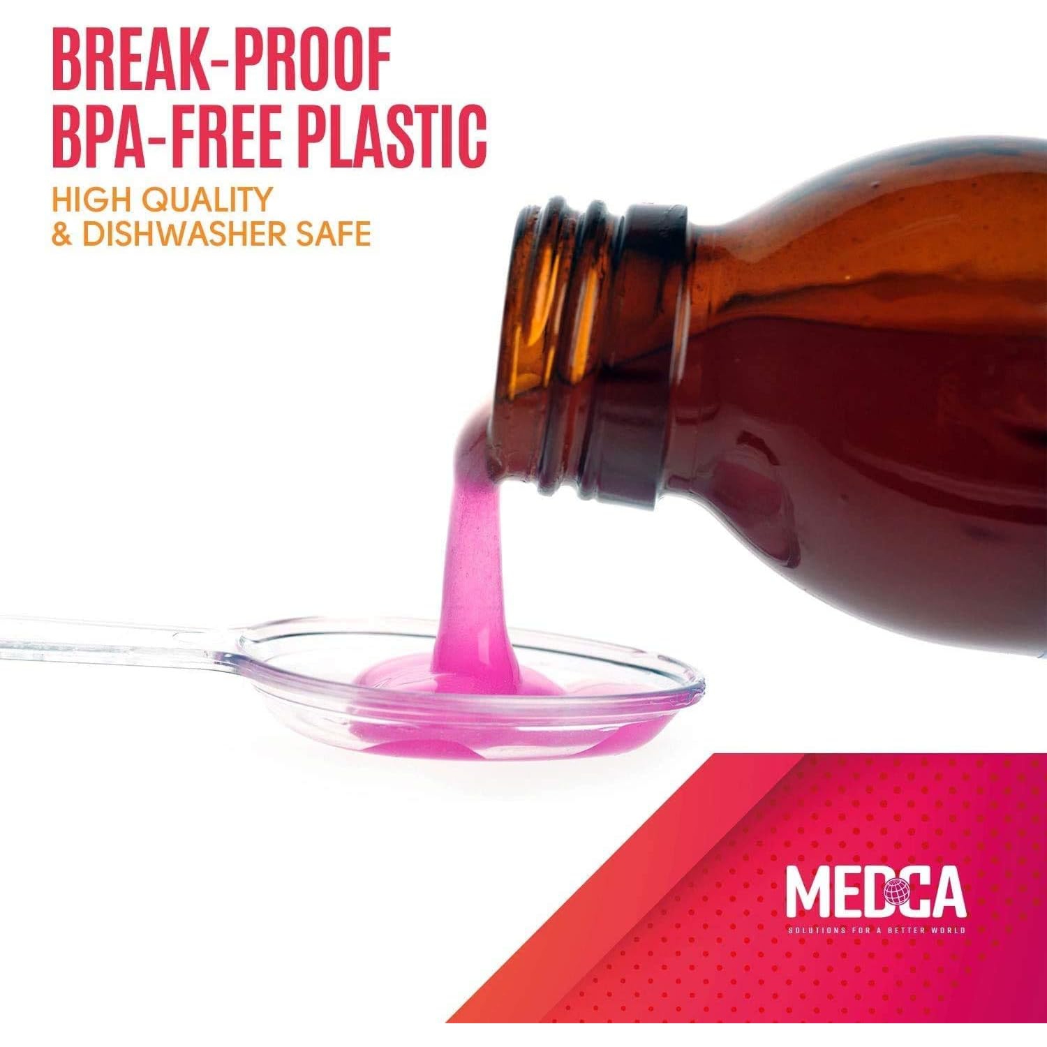 Calibrated Medicine Spoon for Kids, Baby & Toddler - - 2 Tsp/10 Ml Capacity Plastic Oral Liquid Dose Medication Graduated Dispenser