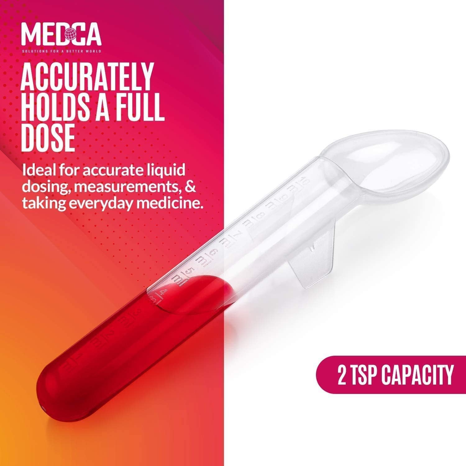 Calibrated Medicine Spoon for Kids, Baby & Toddler - - 2 Tsp/10 Ml Capacity Plastic Oral Liquid Dose Medication Graduated Dispenser