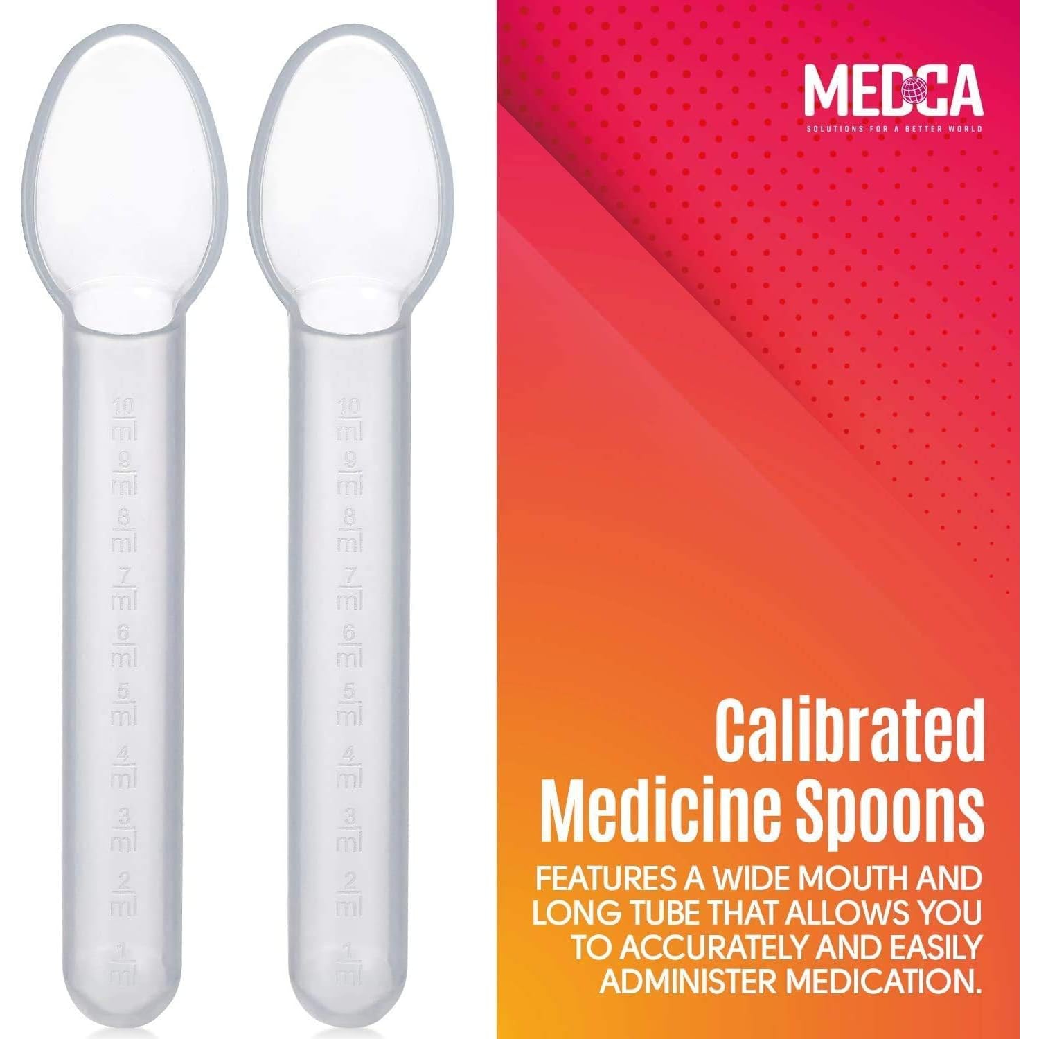 Calibrated Medicine Spoon for Kids, Baby & Toddler - - 2 Tsp/10 Ml Capacity Plastic Oral Liquid Dose Medication Graduated Dispenser
