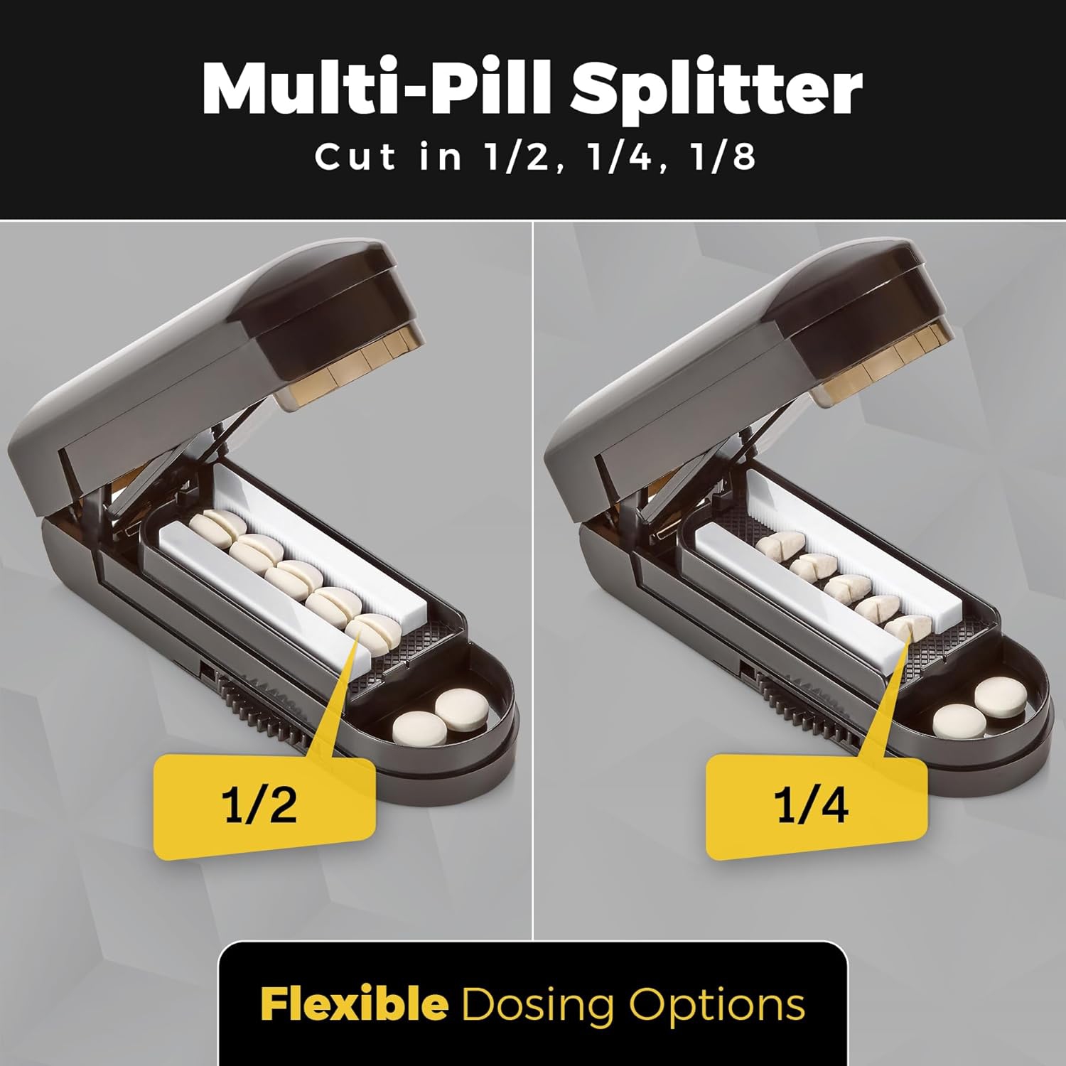 Pill Cutter for Small Pills - Multiple Splitter Pill Cutters for Small to Large Pills, Multi Tablet Split Cutter with Accurate Pill Alignment Cutter,