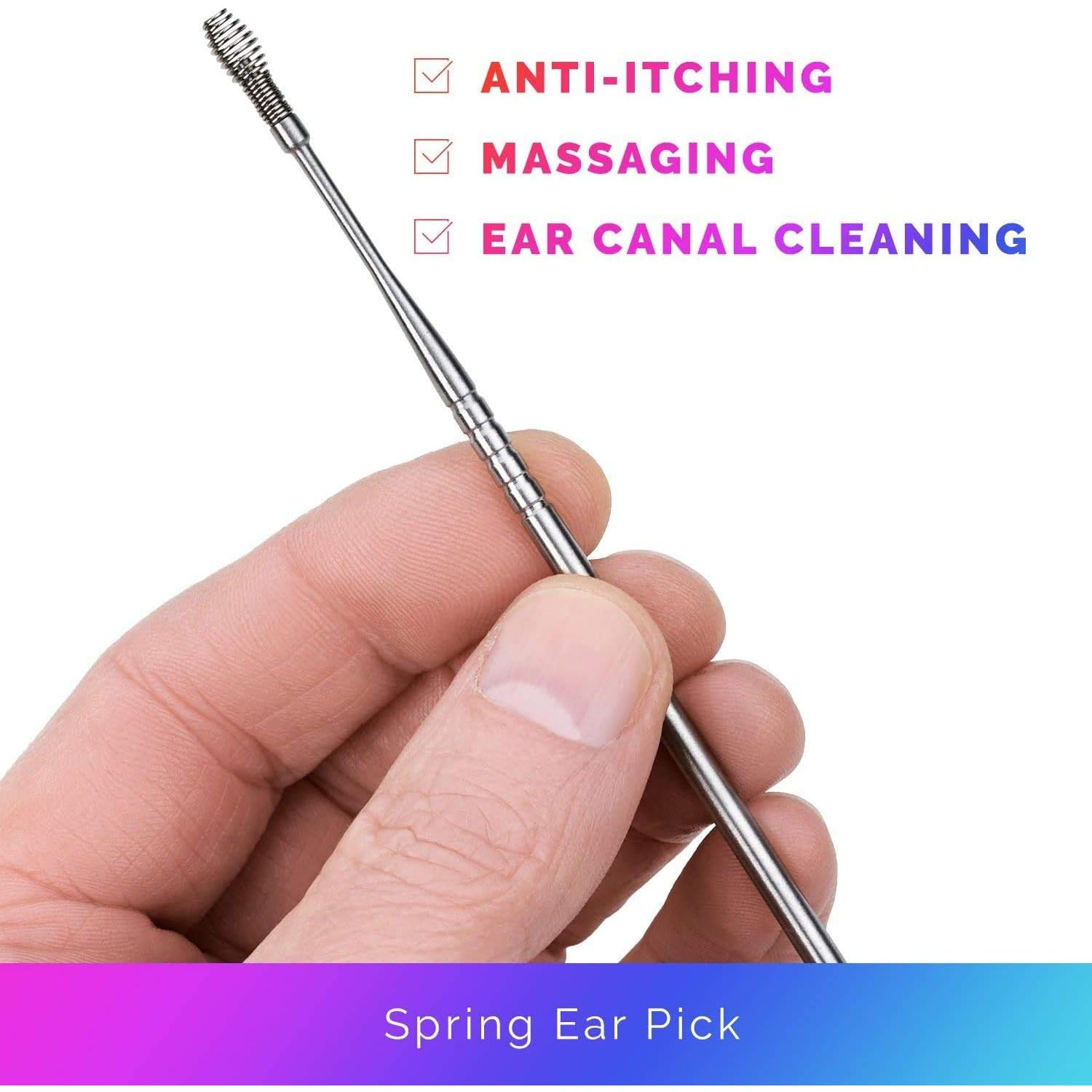 Ear Wax Removal Kit - 6 Piece Ear Cleansing Tool Set, Stainless Steel Ear Curette Earwax Removal Kit for Thorough Ear Cleaner with Spiral Spring