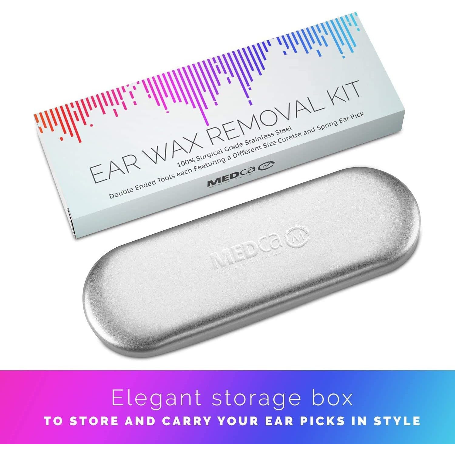 Ear Wax Removal Kit - 6 Piece Ear Cleansing Tool Set, Stainless Steel Ear Curette Earwax Removal Kit for Thorough Ear Cleaner with Spiral Spring