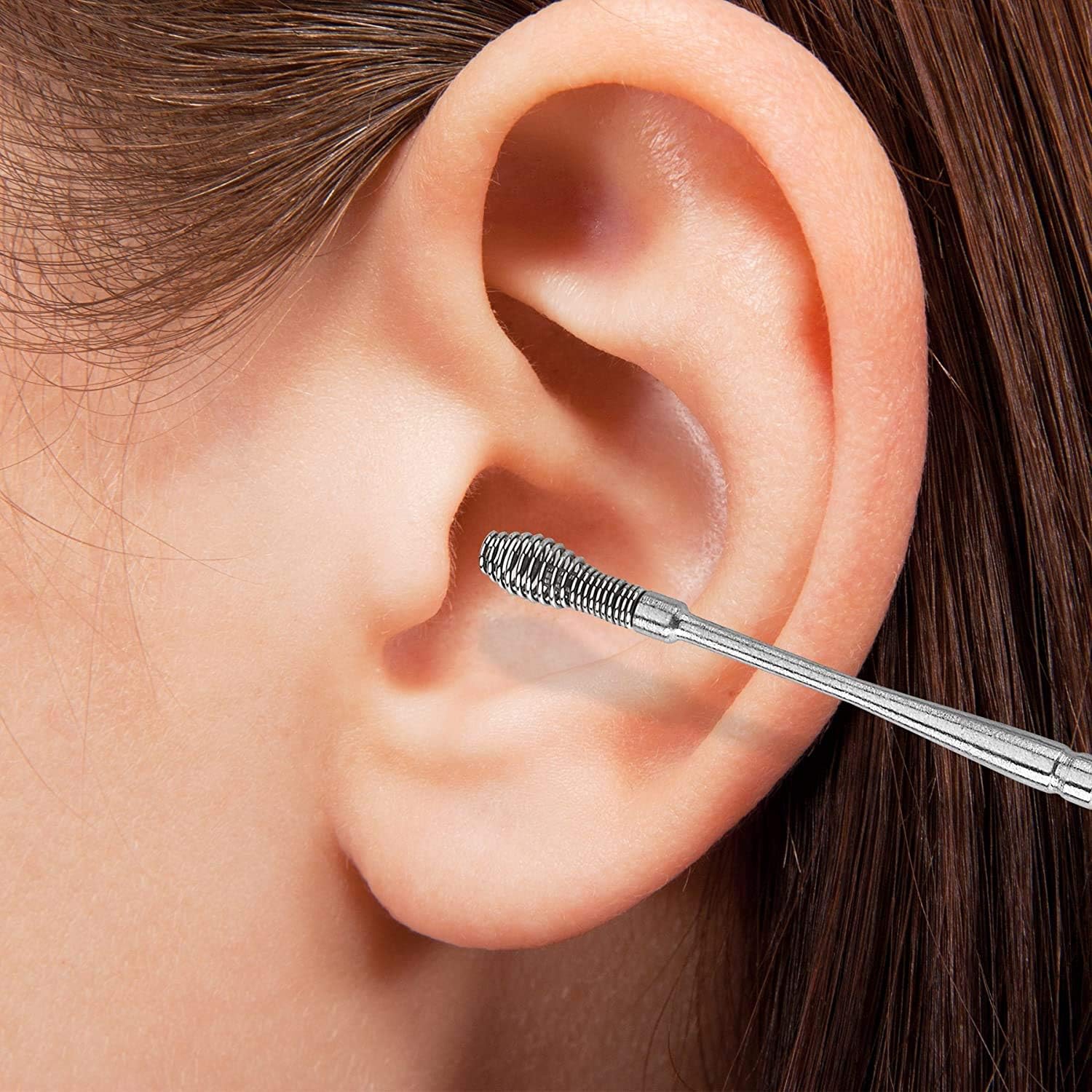 Ear Wax Removal Kit - 6 Piece Ear Cleansing Tool Set, Stainless Steel Ear Curette Earwax Removal Kit for Thorough Ear Cleaner with Spiral Spring