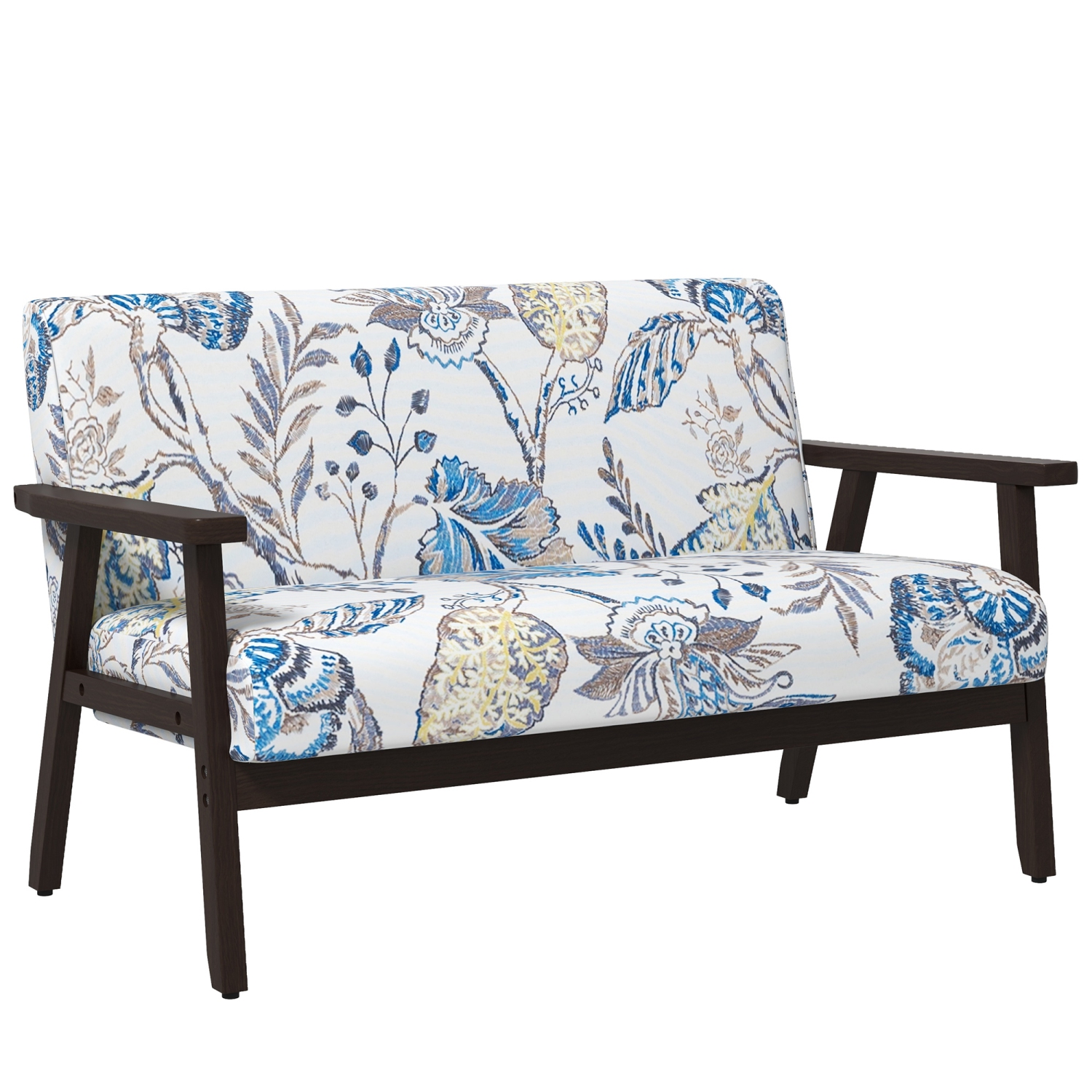 HOMCOM 48" Loveseat Sofa for Bedroom, Modern Love Seats Furniture, Upholstered 2 Seater Couch with Rubber Wood Legs for Living Room, Multicolour