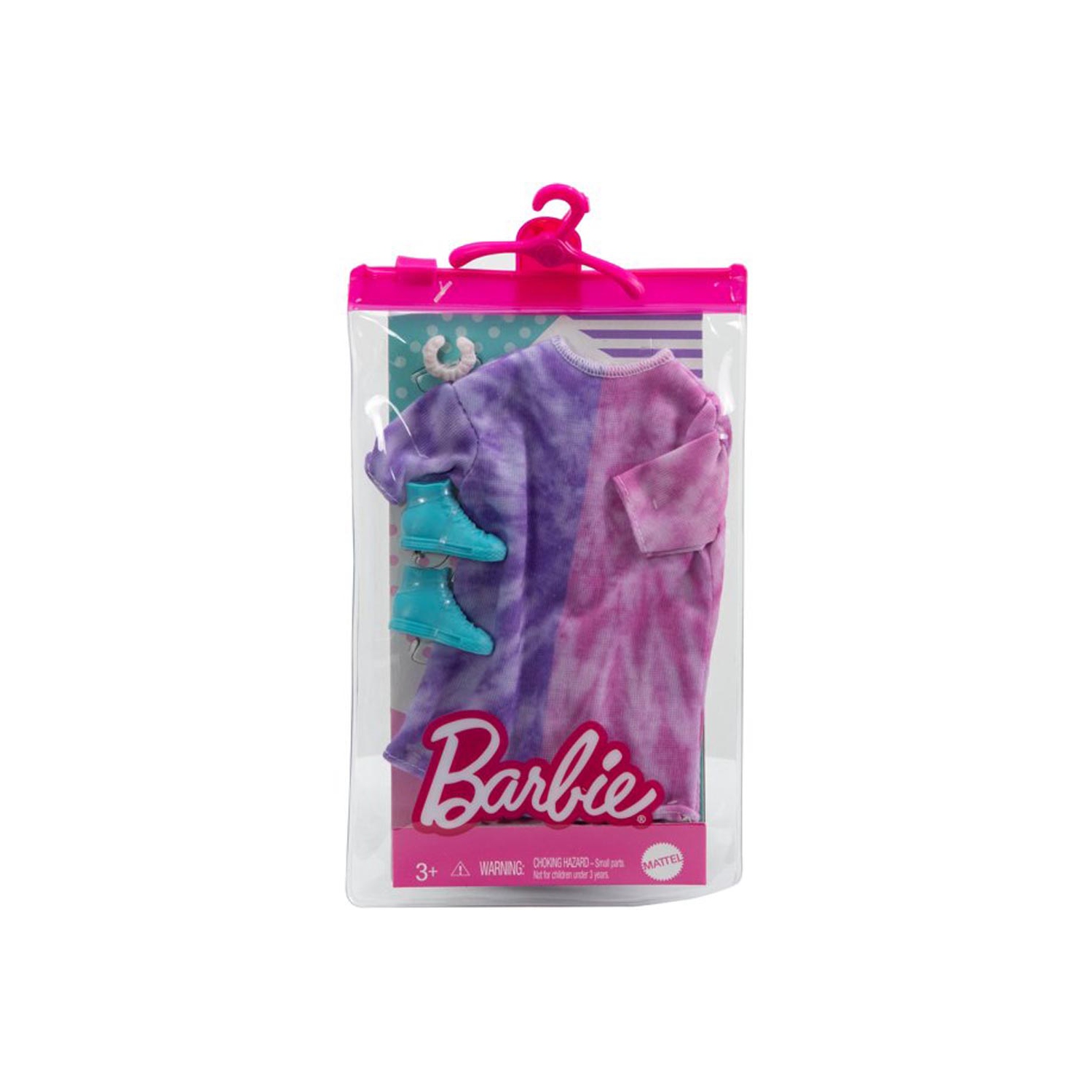 Barbie Fashion Pack of Doll Clothes, Pink/Purple Long Shirt, Shoes & Bracelet