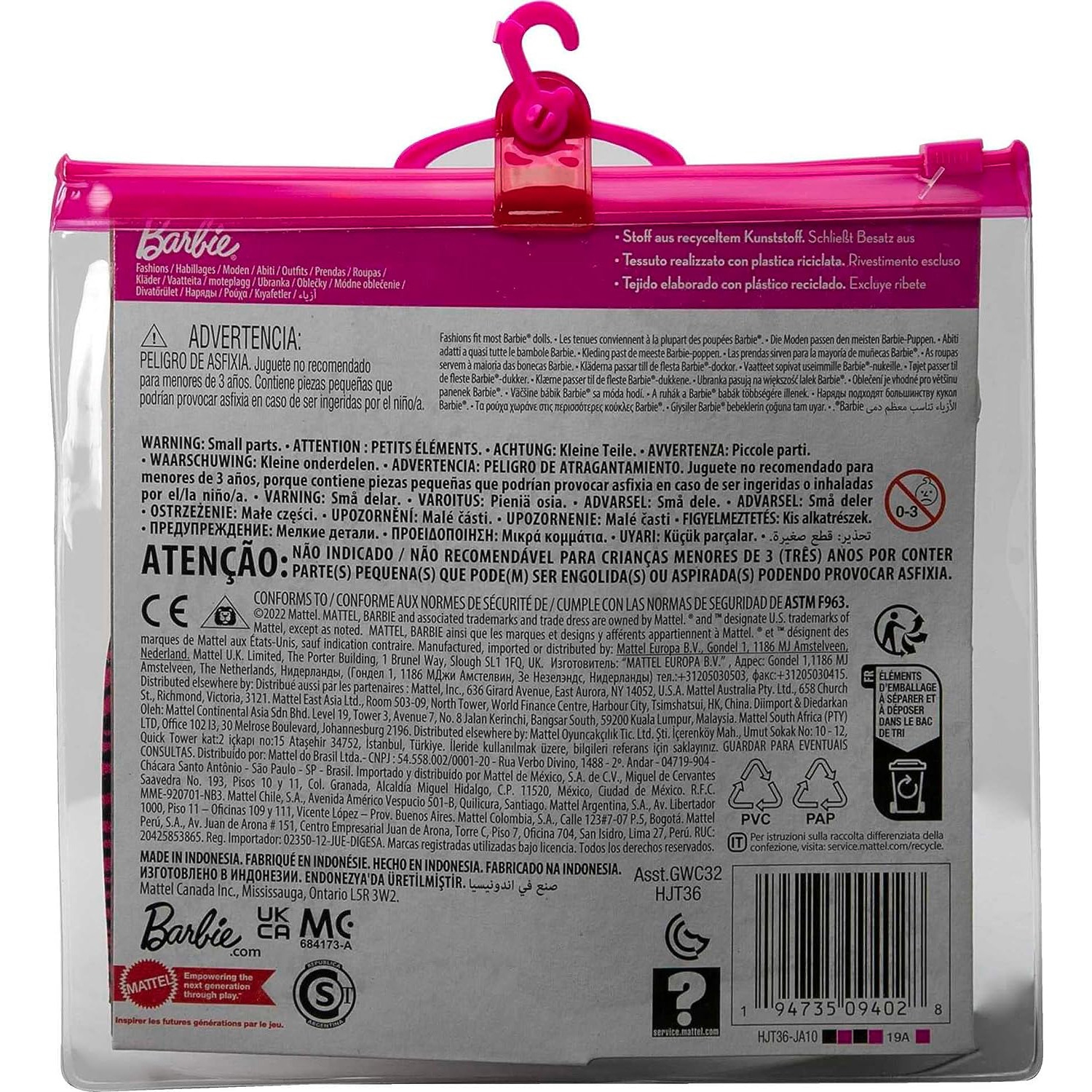 Tenues Barbie, poupées mode et accessoires, paq. 2, 2 tenues aux couleurs vives avec des pièces de style pour un style complet