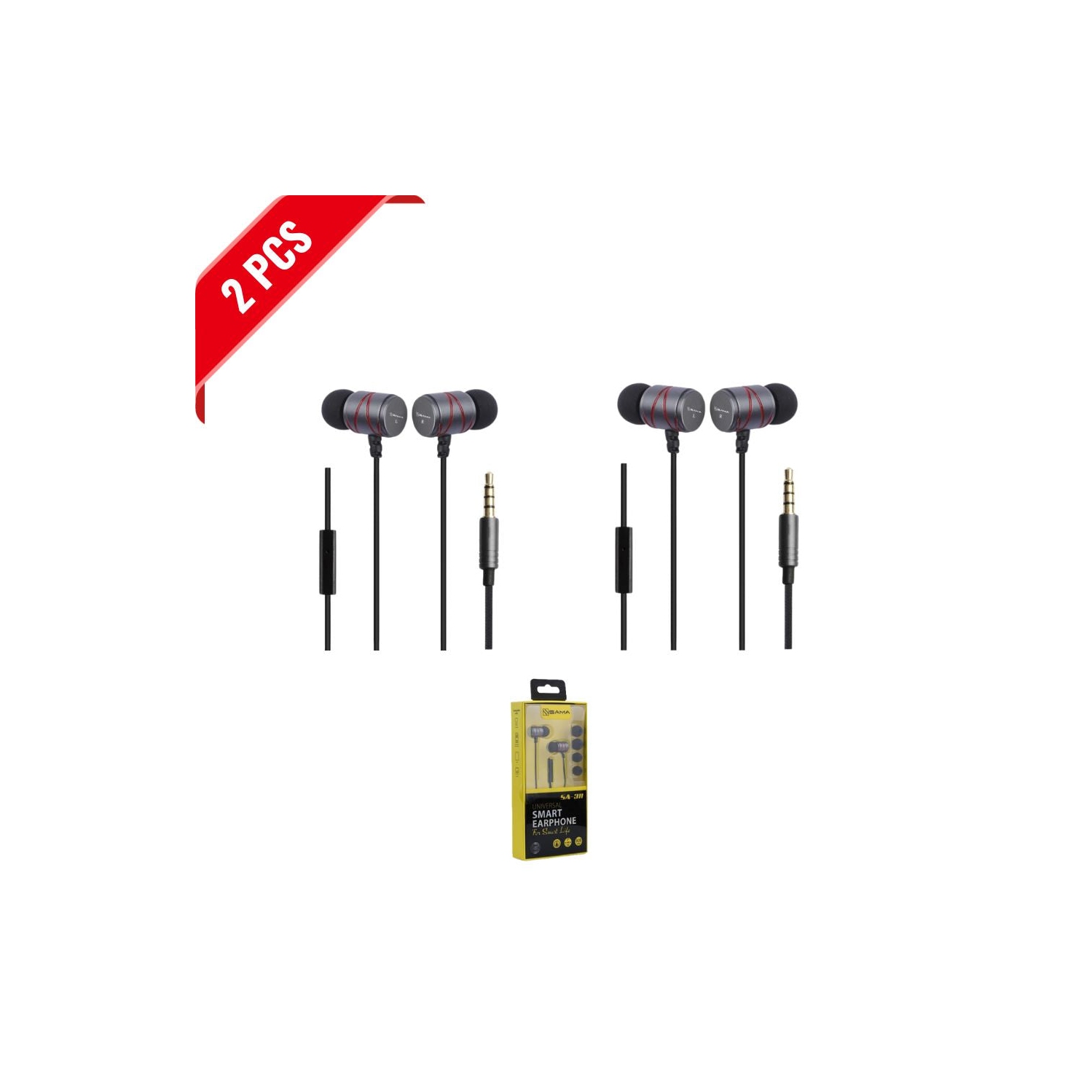 [Paquet de 2] Écouteurs-boutons intelligents avec suppression du bruit, 1,2&nbsp;m