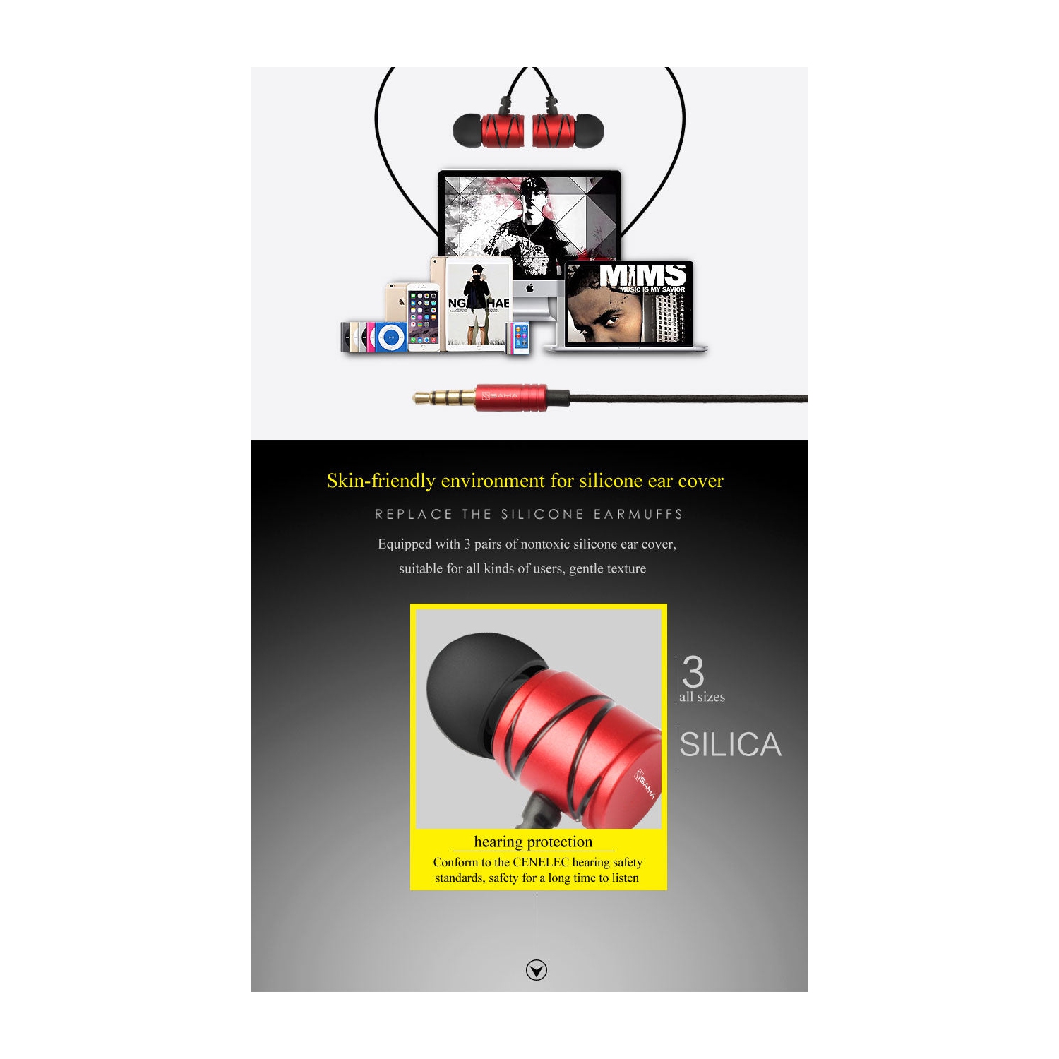 [Paquet de 2] Écouteurs-boutons intelligents avec suppression du bruit, 1,2&nbsp;m