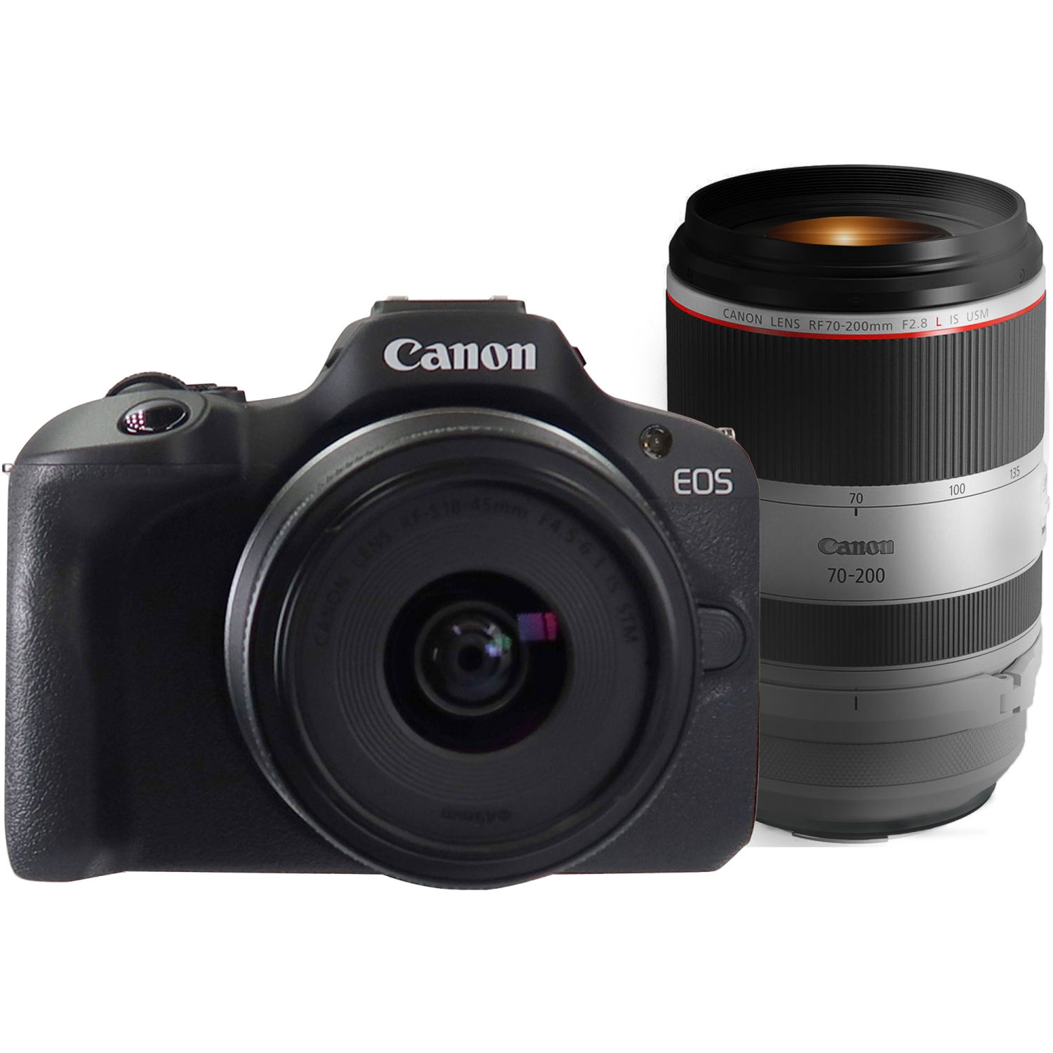 Canon EOS R100 Mirrorless Camera with 18-45mm Lens and RF 70-200mm L IS USM Lens