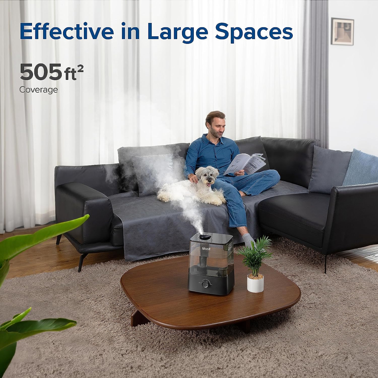 LEVOIT Humidifier for Bedroom Large Room, 6L Top Fill Cool Mist Humidifiers Plants, Baby, Lasts Up to 60h, Easy Use and Clean, Quiet Operation,